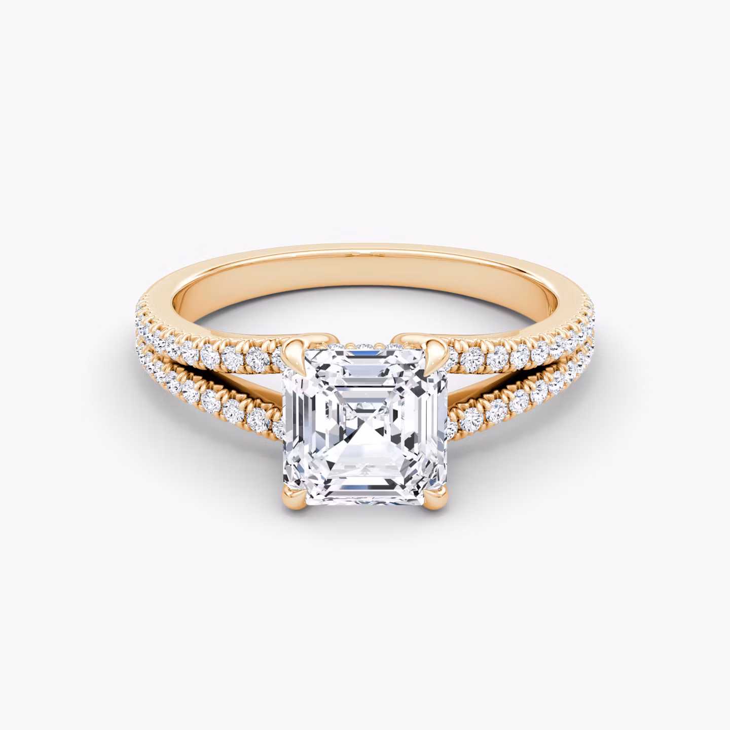 The Floating Split Band | Asscher | 14k | Rose Gold | bandAccent: Pavé | diamondOrientation: vertical | caratWeight: other