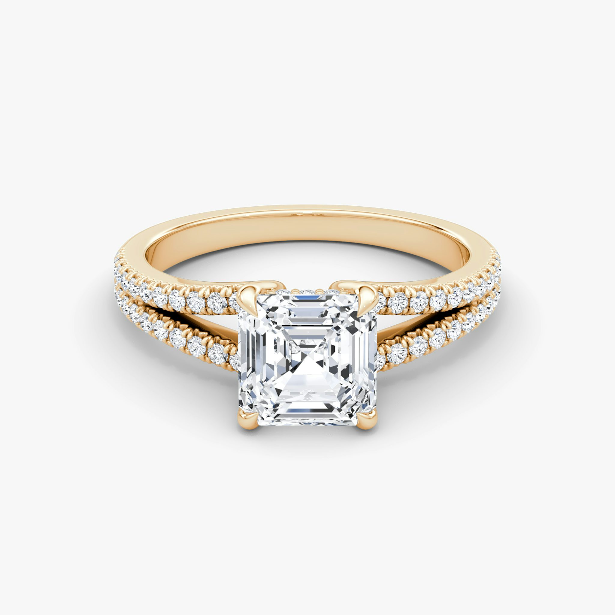 The Floating Split Band | Asscher | 14k | Rose Gold | bandAccent: Pavé | diamondOrientation: vertical | caratWeight: other