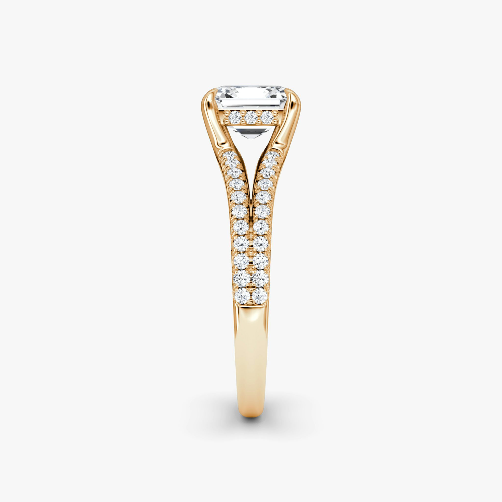 The Floating Split Band | Asscher | 14k | Rose Gold | bandAccent: Pavé | diamondOrientation: vertical | caratWeight: other
