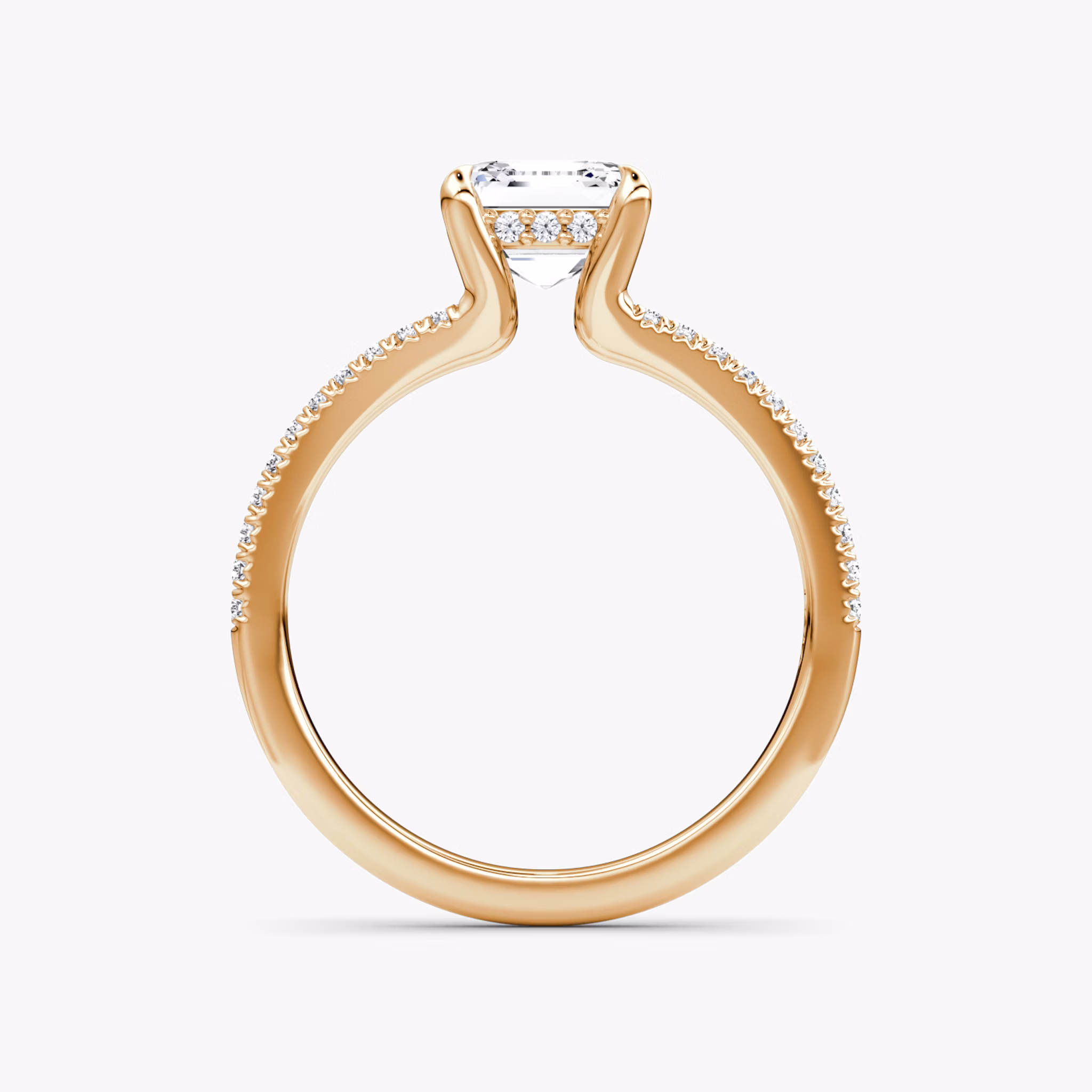 The Floating Split Band | Asscher | 14k | Rose Gold | bandAccent: Pavé | diamondOrientation: vertical | caratWeight: other