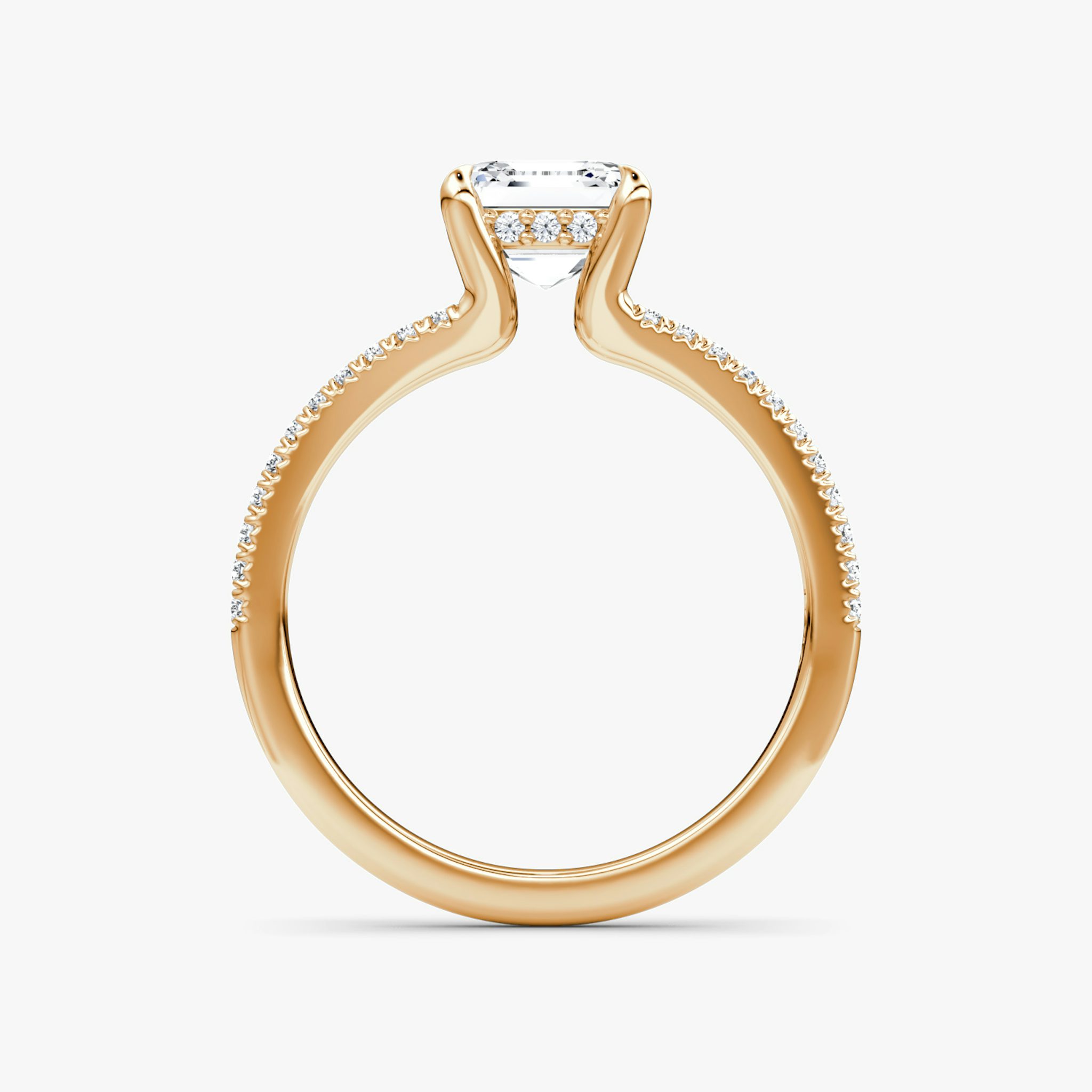 The Floating Split Band | Asscher | 14k | Rose Gold | bandAccent: Pavé | diamondOrientation: vertical | caratWeight: other