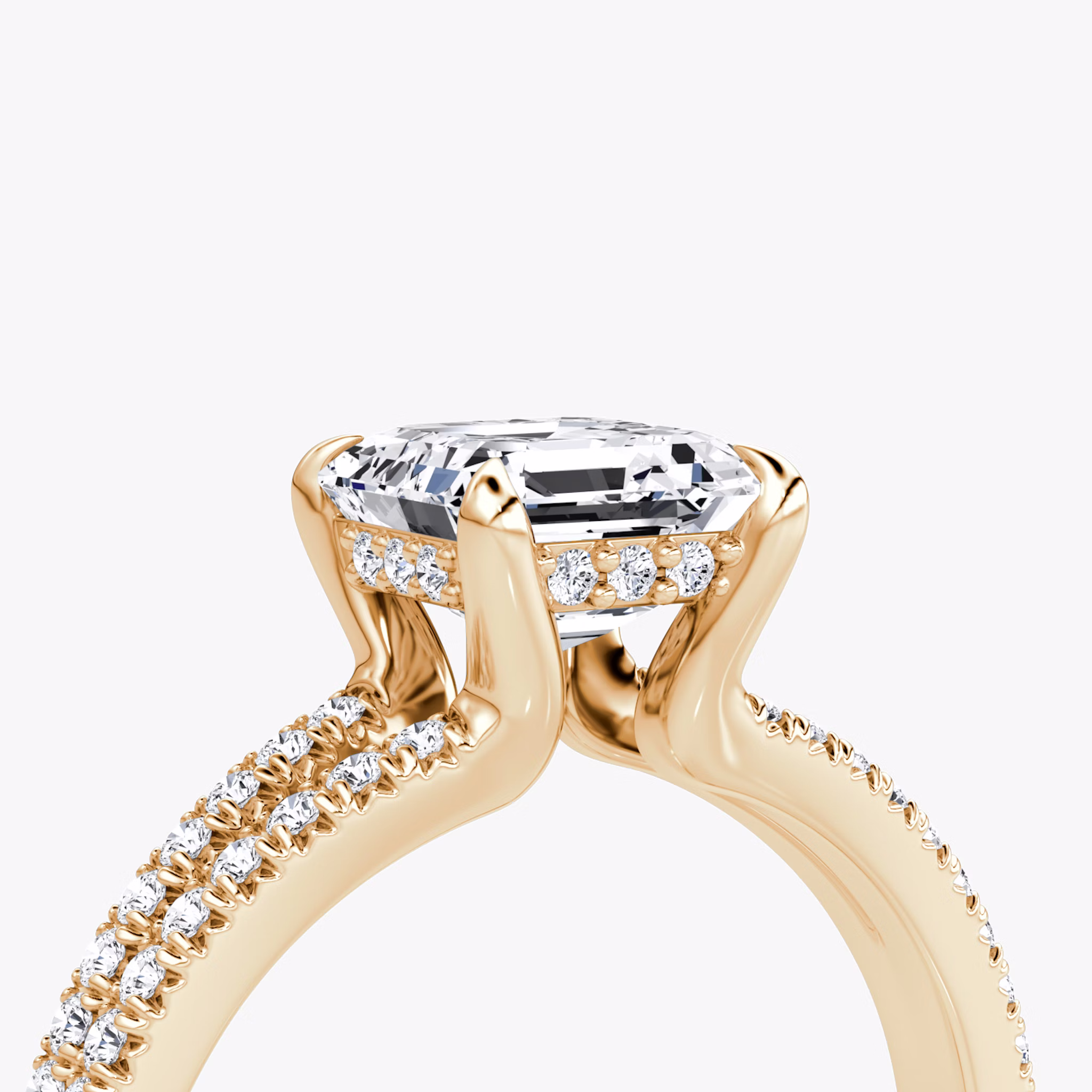 The Floating Split Band | Asscher | 14k | Rose Gold | bandAccent: Pavé | diamondOrientation: vertical | caratWeight: other