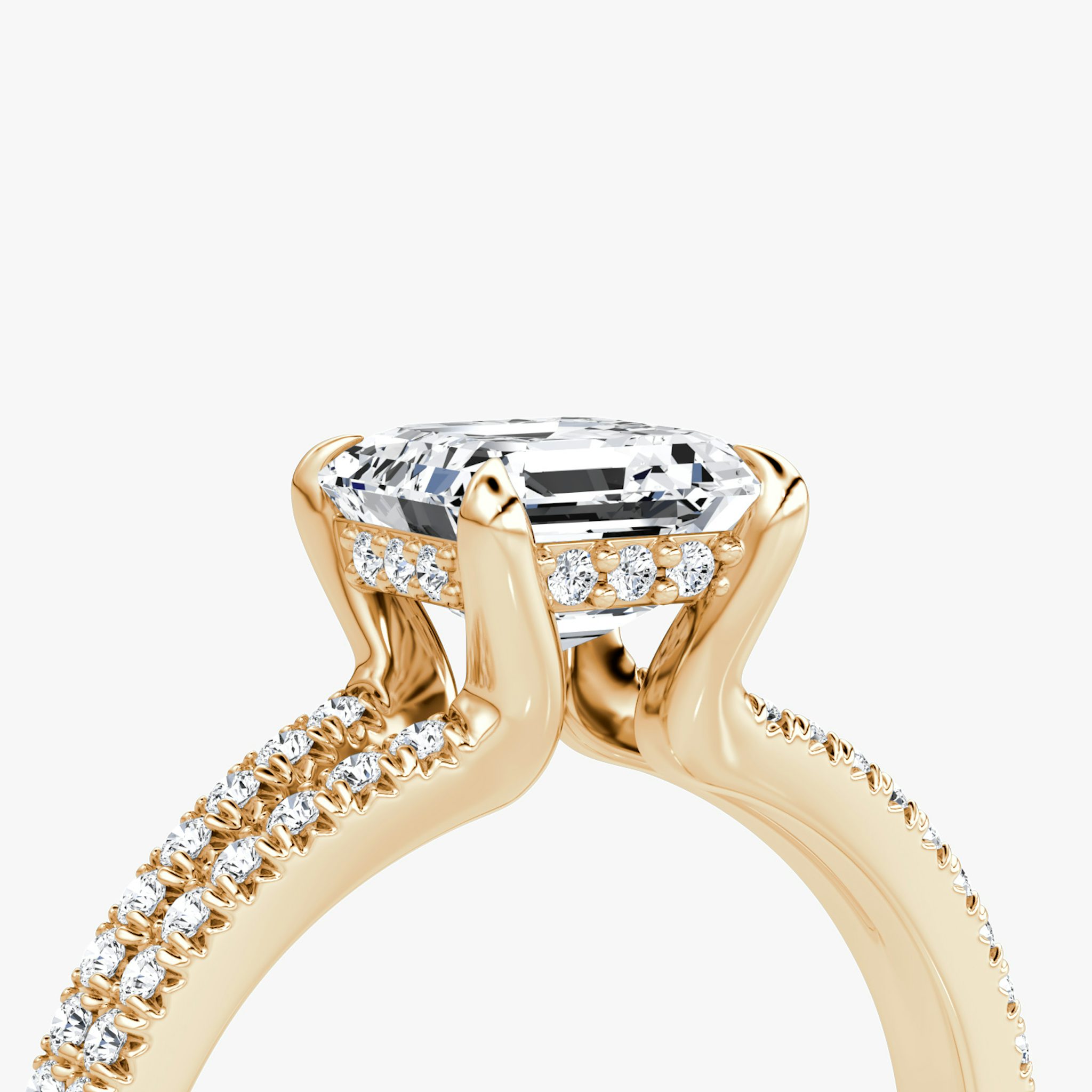 The Floating Split Band | Asscher | 14k | Rose Gold | bandAccent: Pavé | diamondOrientation: vertical | caratWeight: other