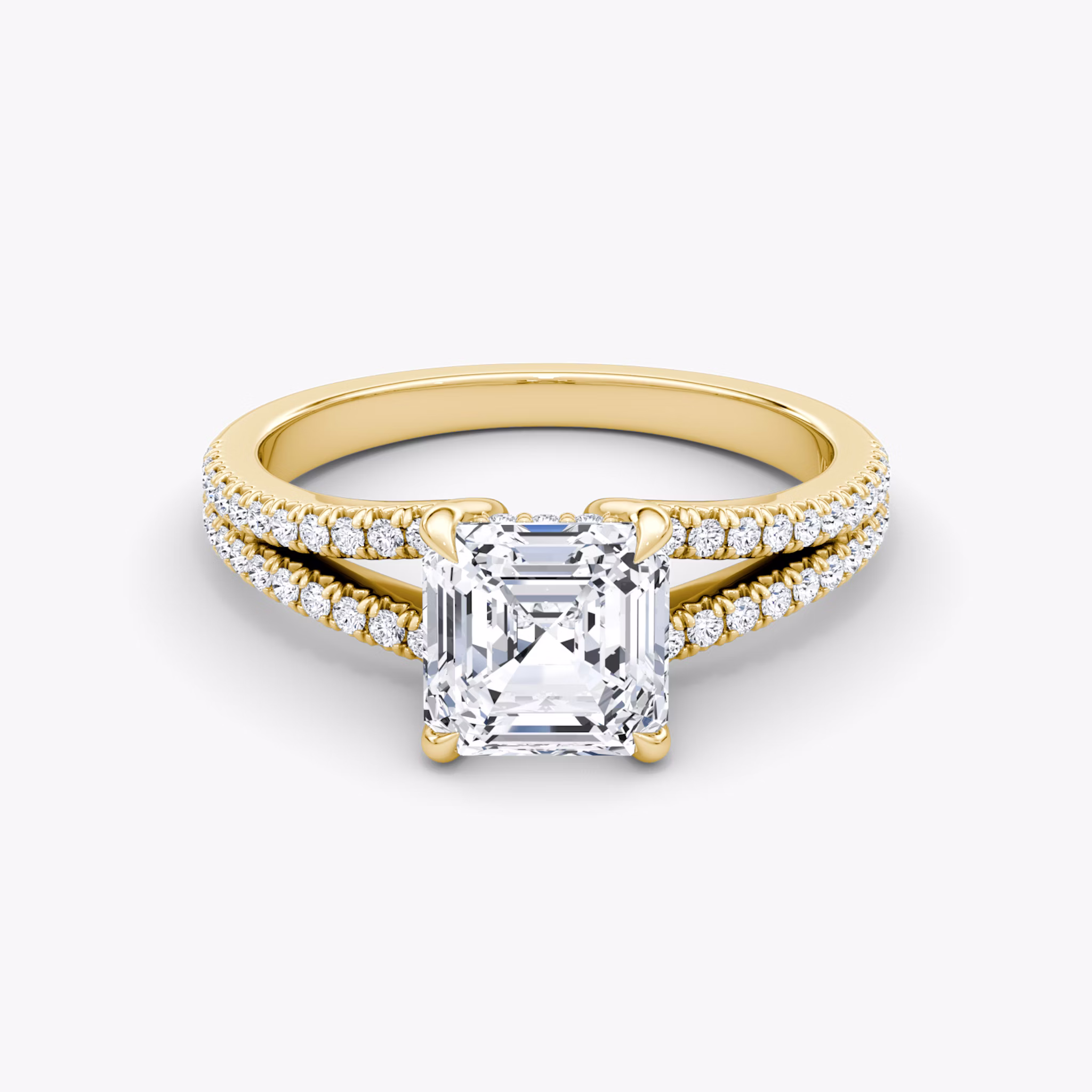 The Floating Split Band | Asscher | 18k | Yellow Gold | bandAccent: Pavé | diamondOrientation: vertical | caratWeight: other