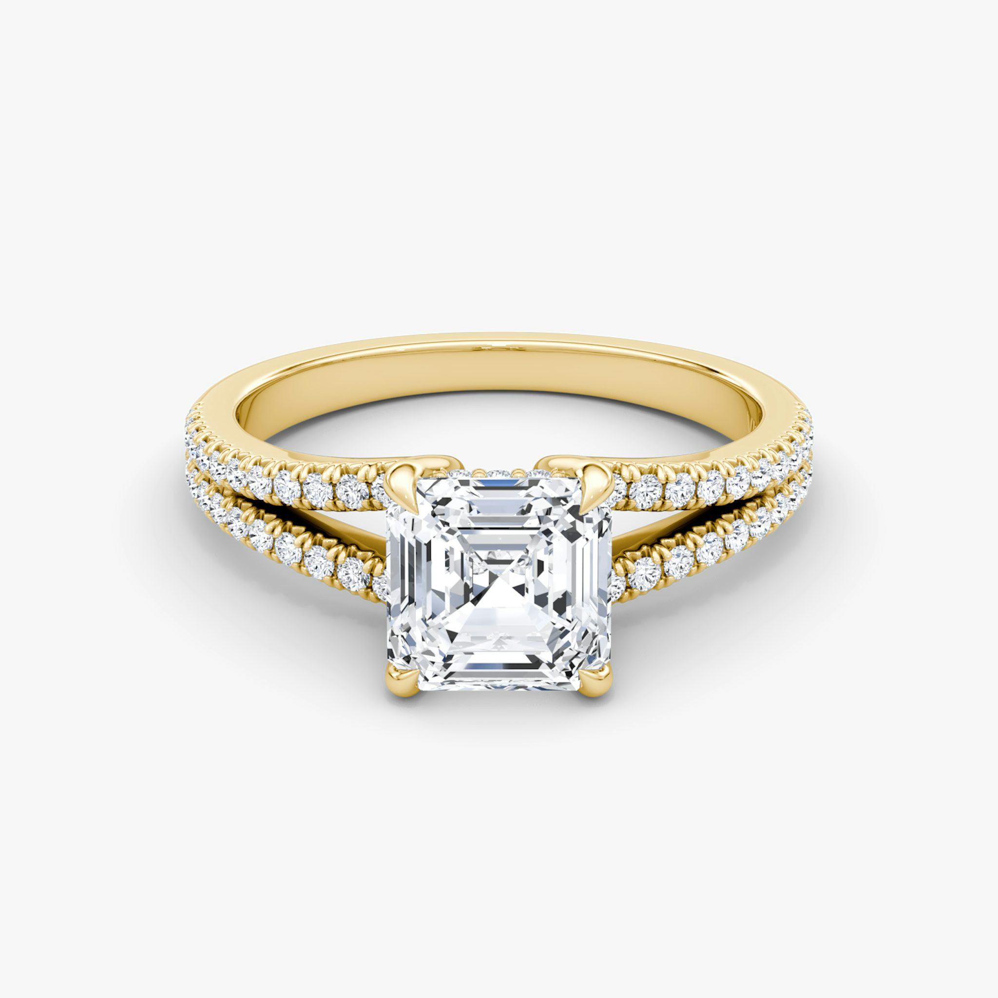 The Floating Split Band | Asscher | 18k | Yellow Gold | bandAccent: Pavé | diamondOrientation: vertical | caratWeight: other