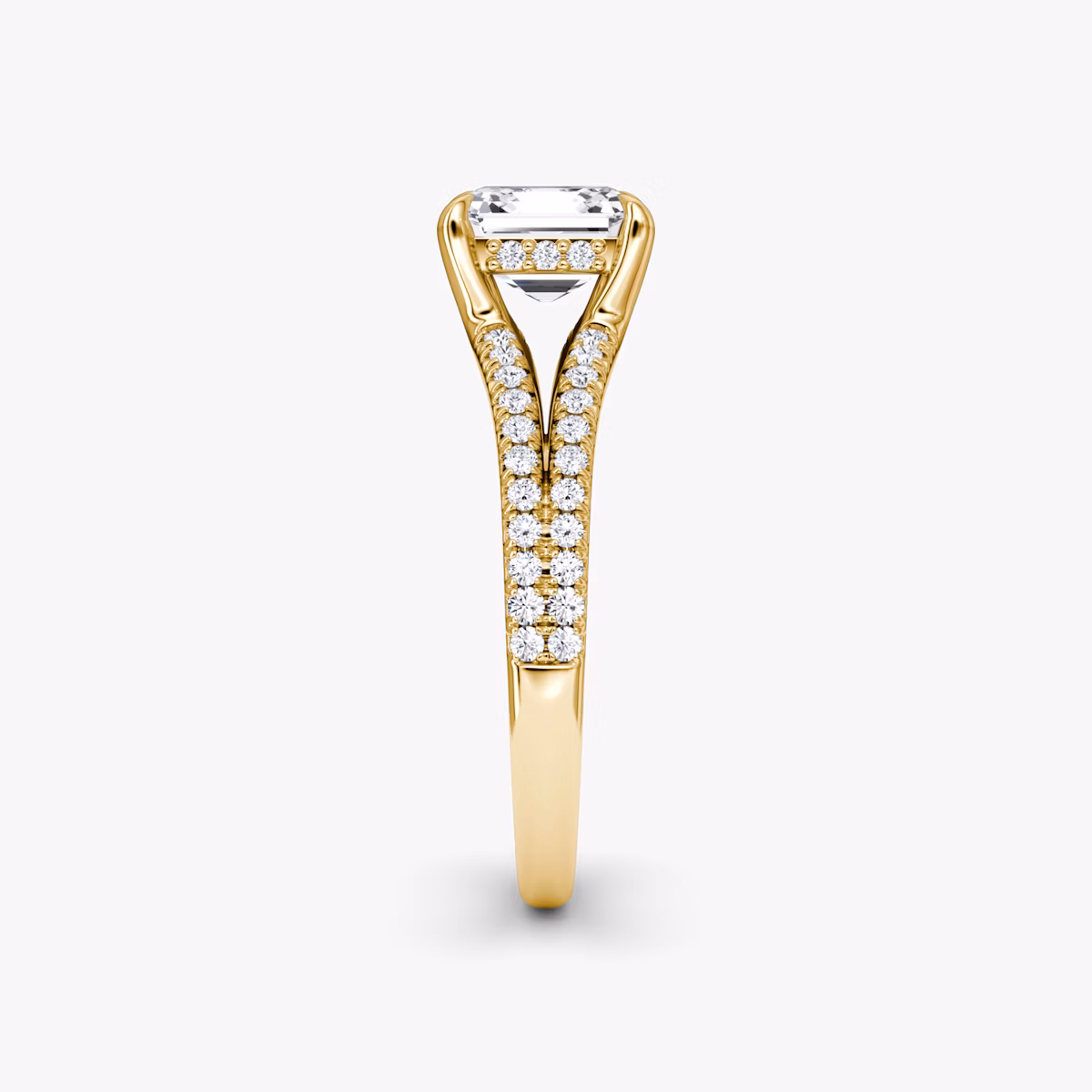 The Floating Split Band | Asscher | 18k | Yellow Gold | bandAccent: Pavé | diamondOrientation: vertical | caratWeight: other