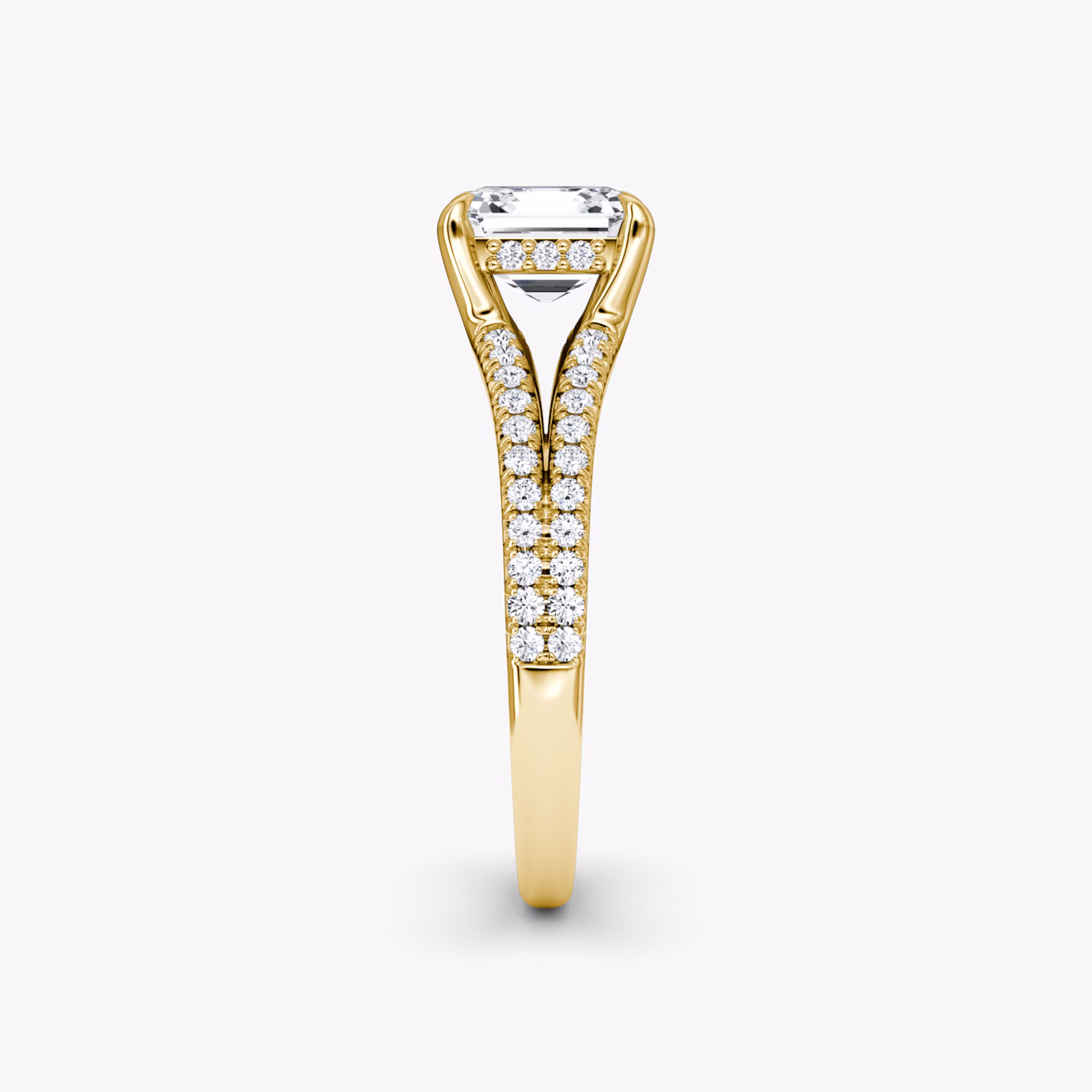 The Floating Split Band | Asscher | 18k | Yellow Gold | bandAccent: Pavé | diamondOrientation: vertical | caratWeight: other