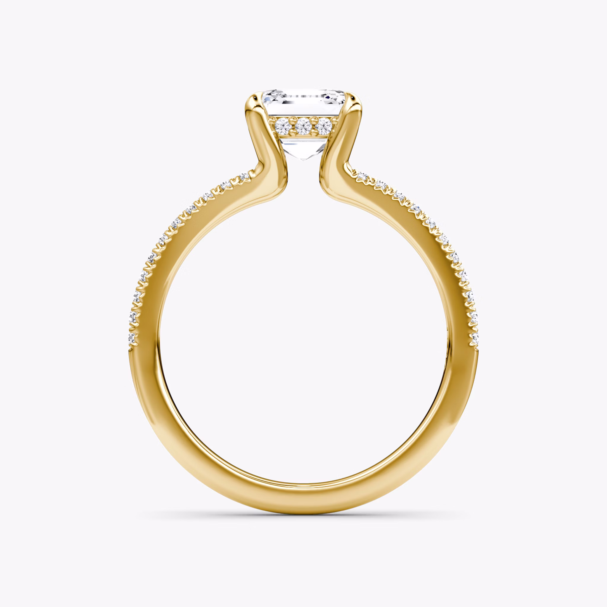 The Floating Split Band | Asscher | 18k | Yellow Gold | bandAccent: Pavé | diamondOrientation: vertical | caratWeight: other