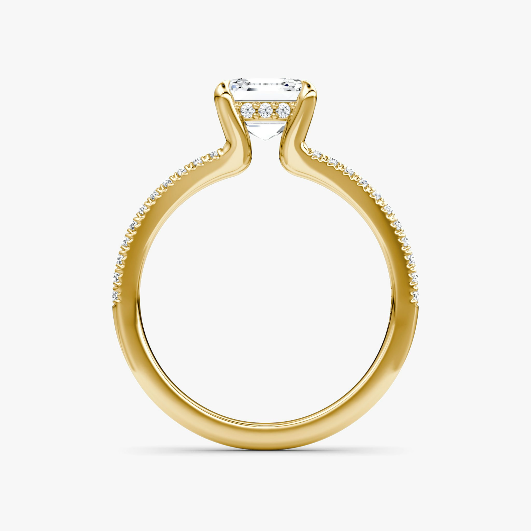 The Floating Split Band | Asscher | 18k | Yellow Gold | bandAccent: Pavé | diamondOrientation: vertical | caratWeight: other