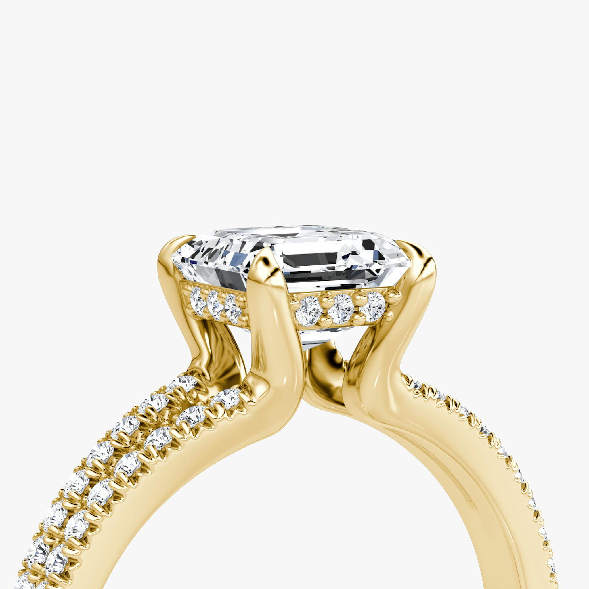 The Floating Split Band | Asscher | 18k | Yellow Gold | bandAccent: Pavé | diamondOrientation: vertical | caratWeight: other