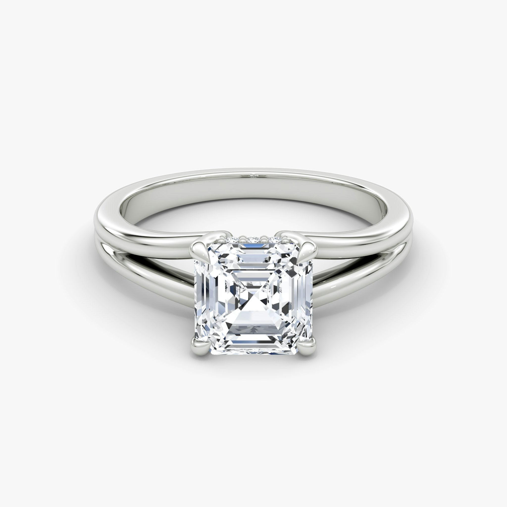 The Floating Split Band | Asscher | 18k | White Gold | bandAccent: Plain | diamondOrientation: vertical | caratWeight: other