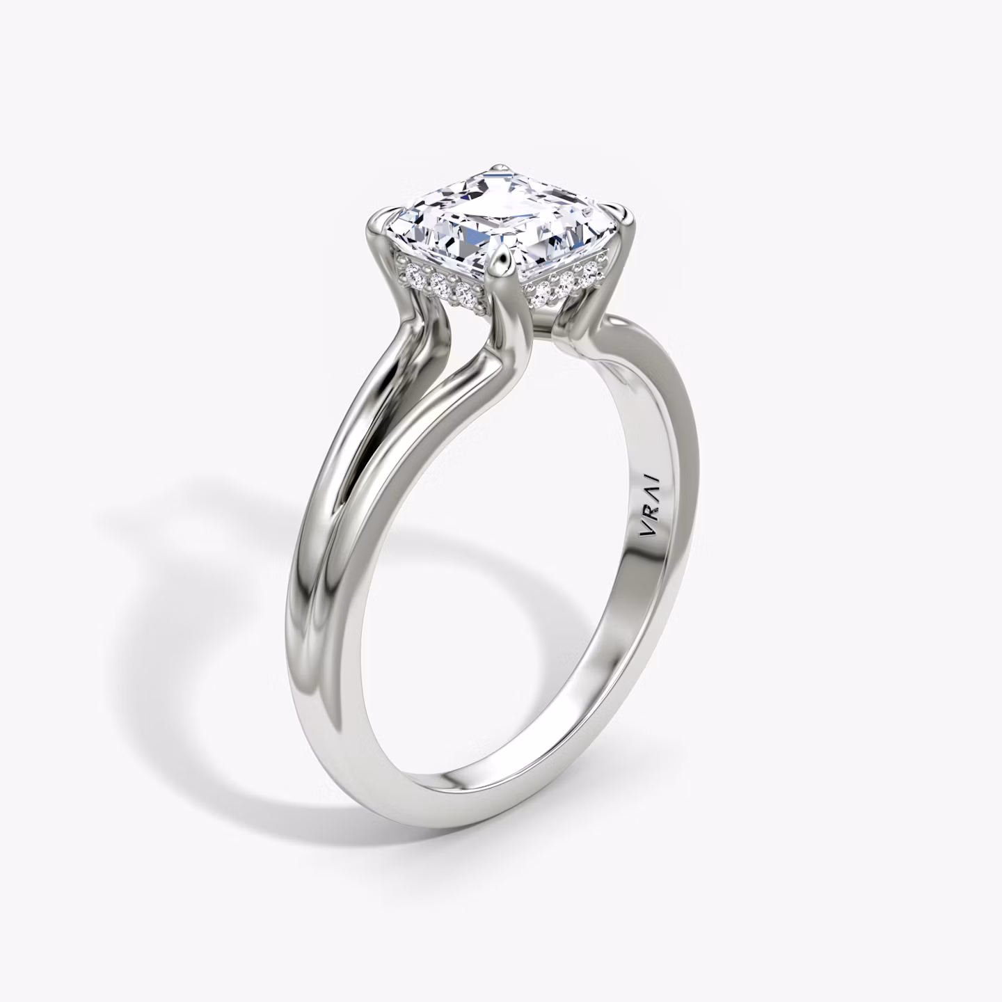 The Floating Split Band Asscher | Platinum