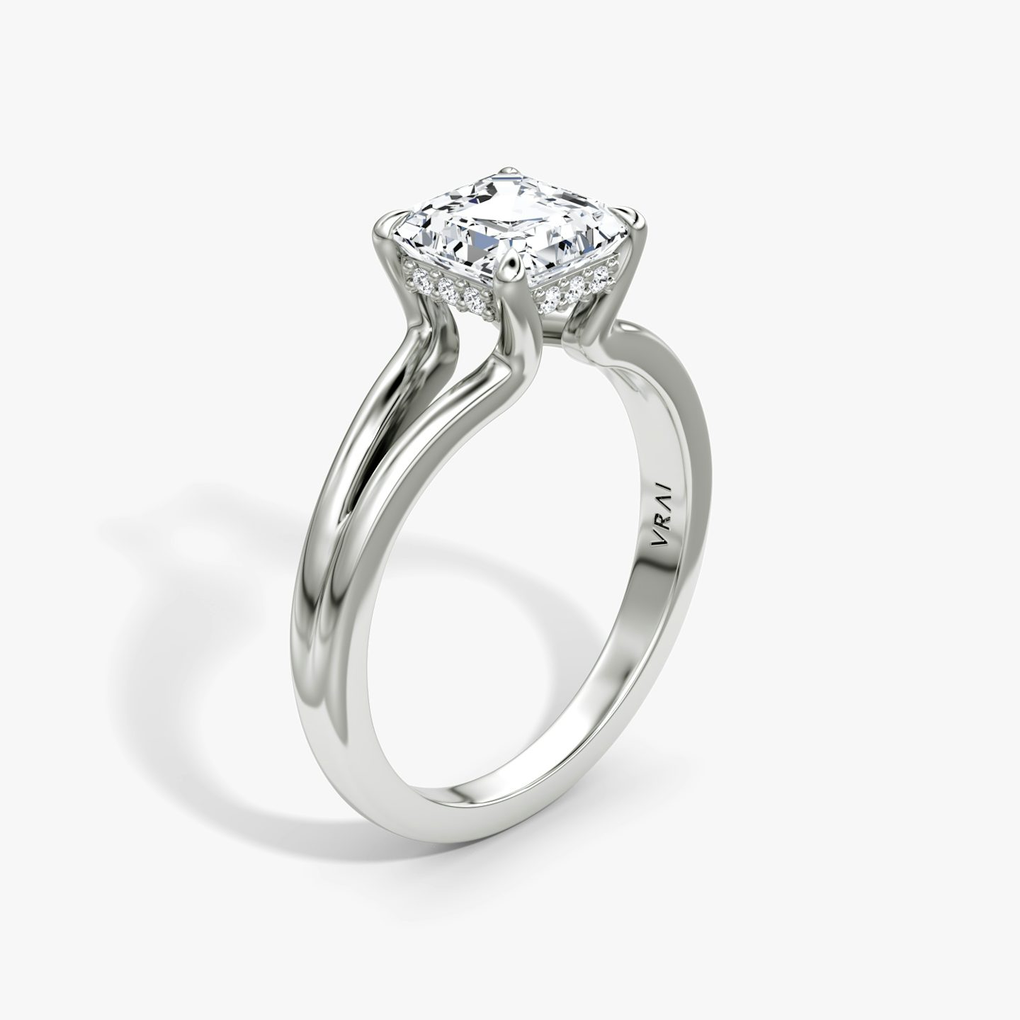 The Floating Split Band | Asscher | Platinum | bandAccent: Plain | diamondOrientation: vertical | caratWeight: other