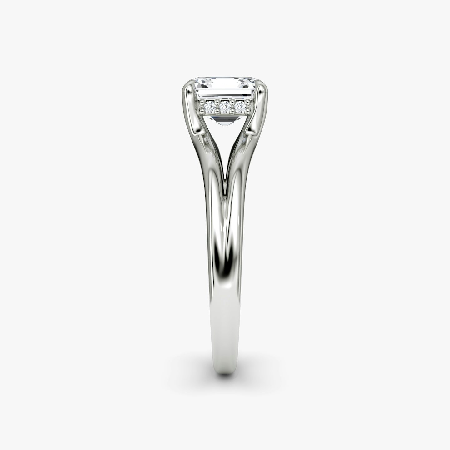 The Floating Split Band | Asscher | Platinum | bandAccent: Plain | diamondOrientation: vertical | caratWeight: other