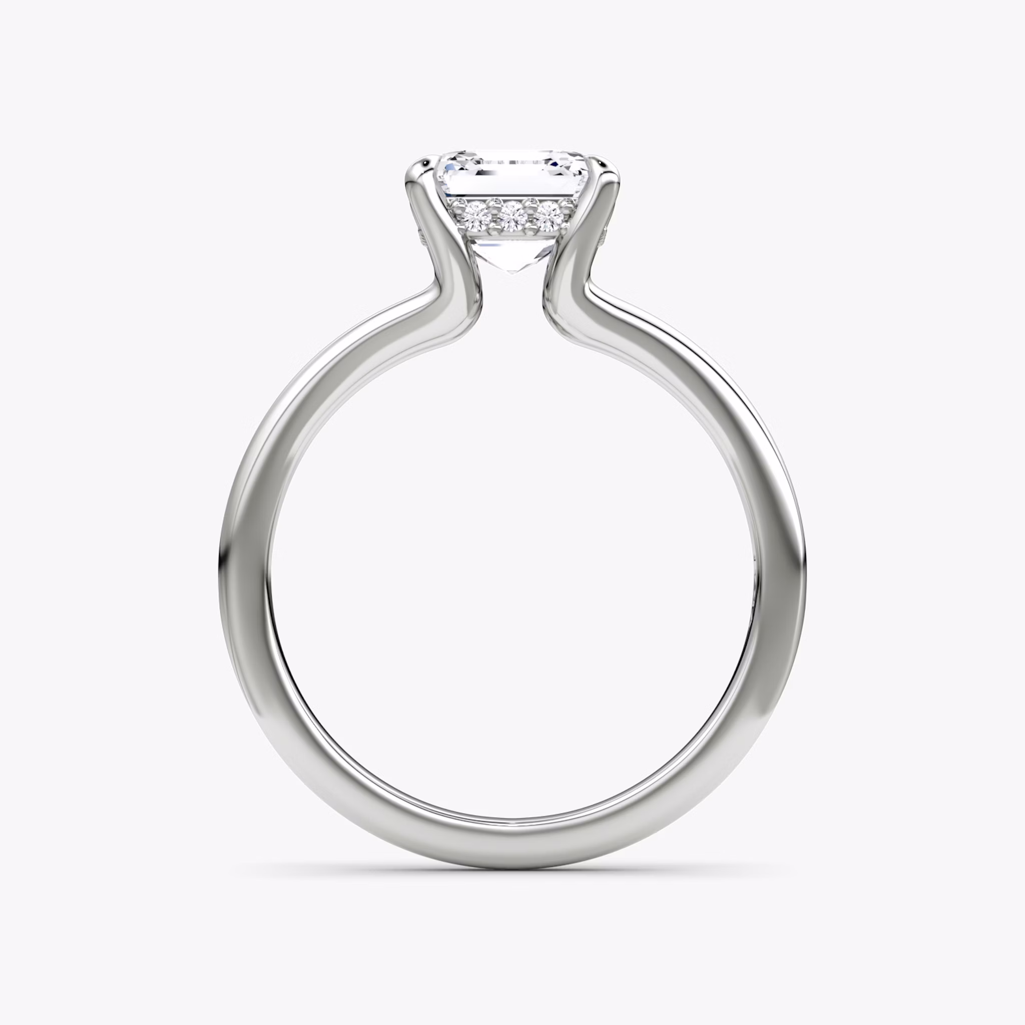 The Floating Split Band | Asscher | 18k | White Gold | bandAccent: Plain | diamondOrientation: vertical | caratWeight: other