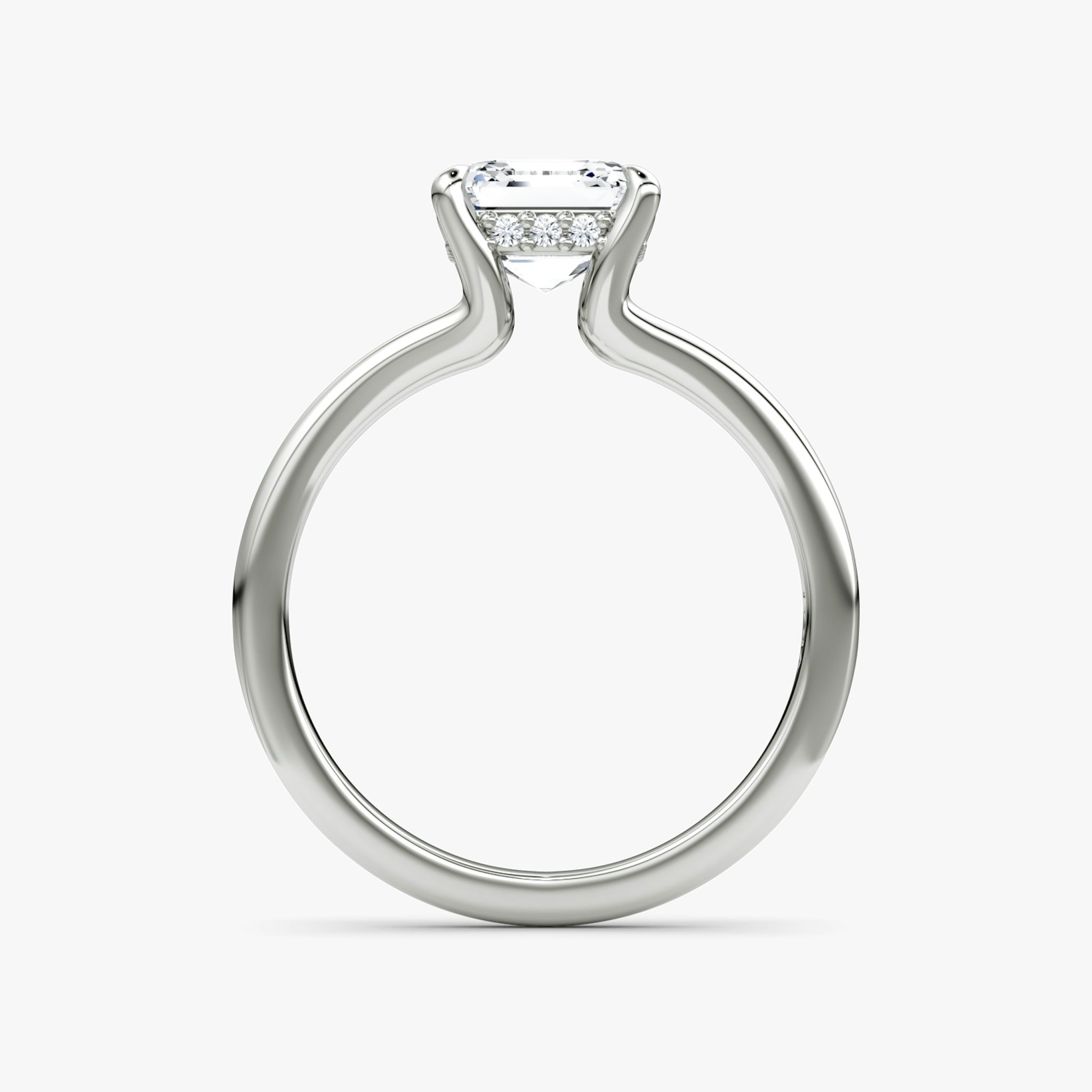 The Floating Split Band | Asscher | 18k | White Gold | bandAccent: Plain | diamondOrientation: vertical | caratWeight: other