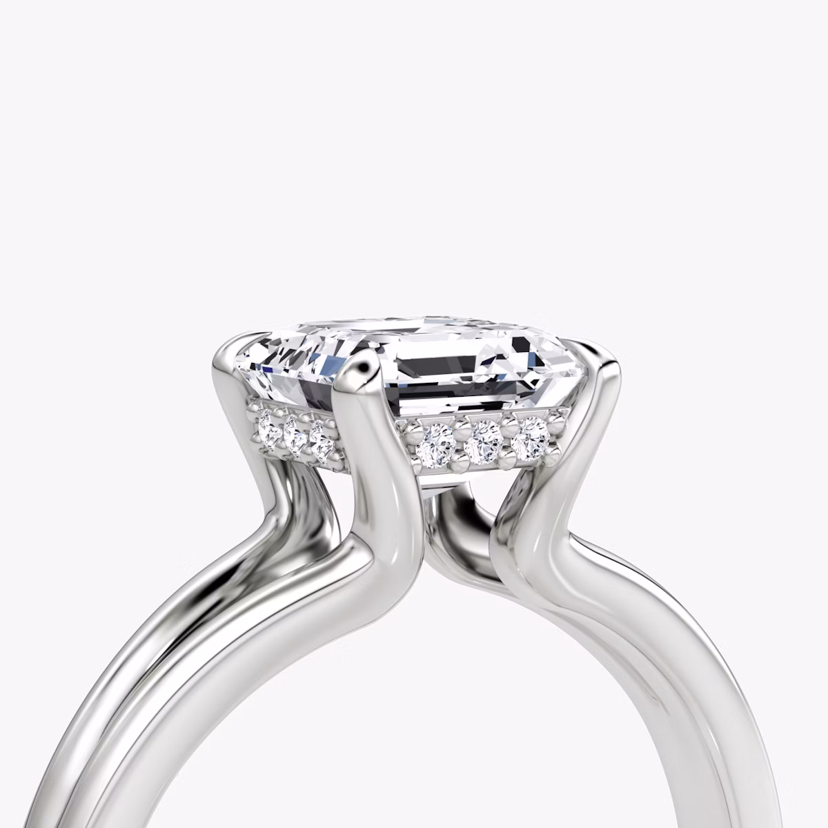 The Floating Split Band | Asscher | 18k | White Gold | bandAccent: Plain | diamondOrientation: vertical | caratWeight: other