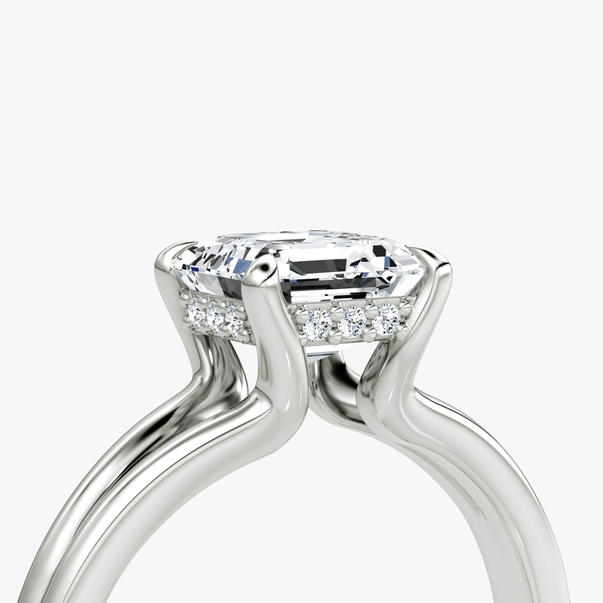 The Floating Split Band | Asscher | 18k | White Gold | bandAccent: Plain | diamondOrientation: vertical | caratWeight: other