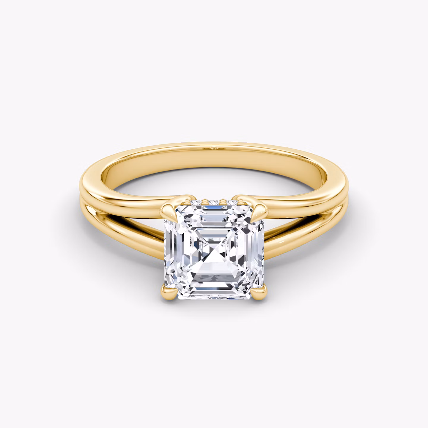 The Floating Split Band | Asscher | 18k | Yellow Gold | bandAccent: Plain | diamondOrientation: vertical | caratWeight: other