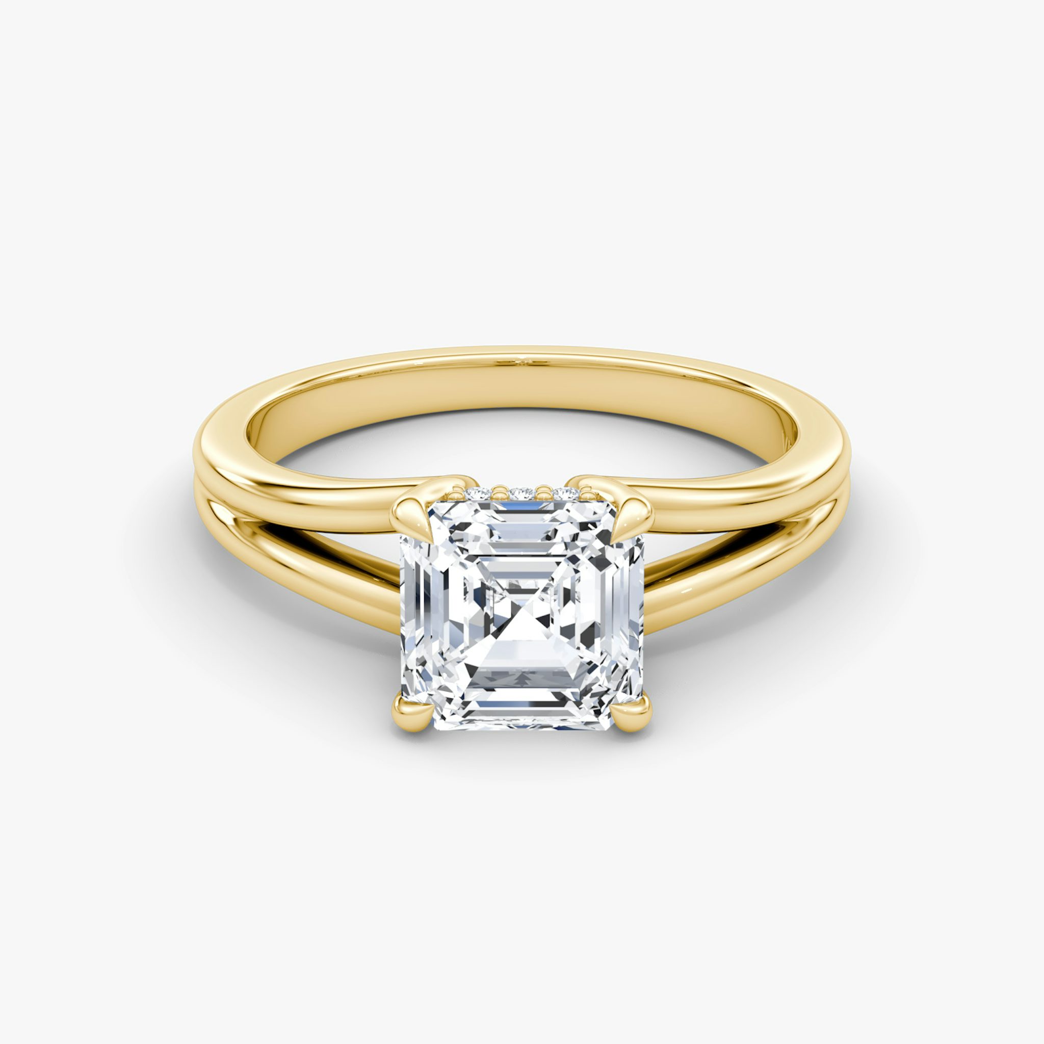 The Floating Split Band | Asscher | 18k | Yellow Gold | bandAccent: Plain | diamondOrientation: vertical | caratWeight: other