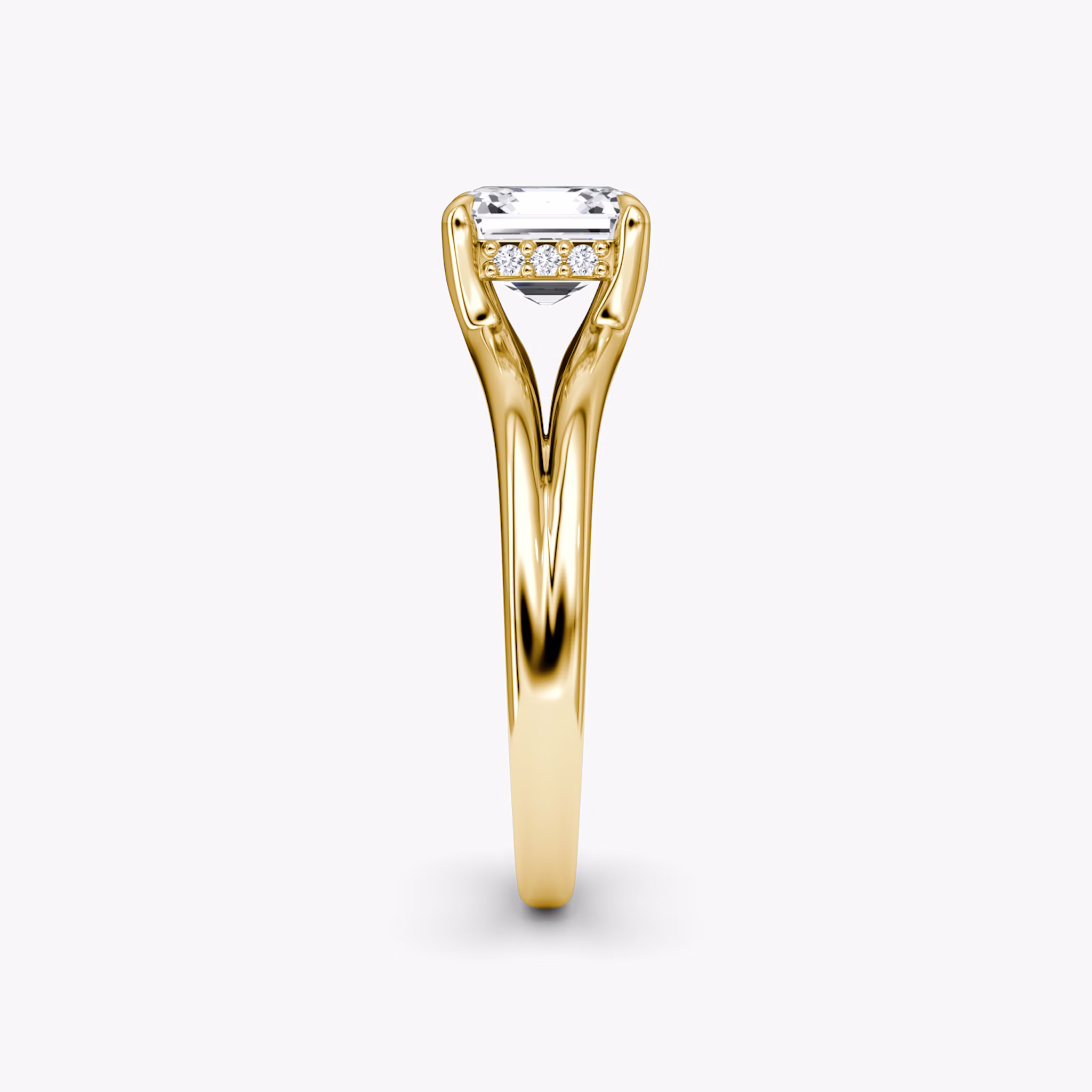The Floating Split Band | Asscher | 18k | Yellow Gold | bandAccent: Plain | diamondOrientation: vertical | caratWeight: other