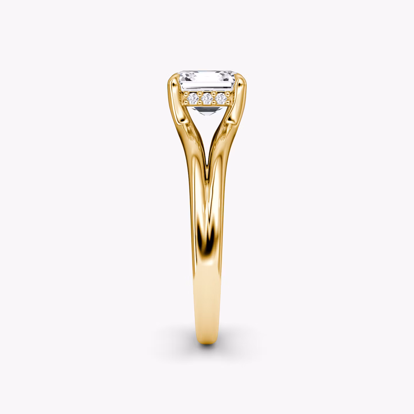 The Floating Split Band | Asscher | 18k | Yellow Gold | bandAccent: Plain | diamondOrientation: vertical | caratWeight: other