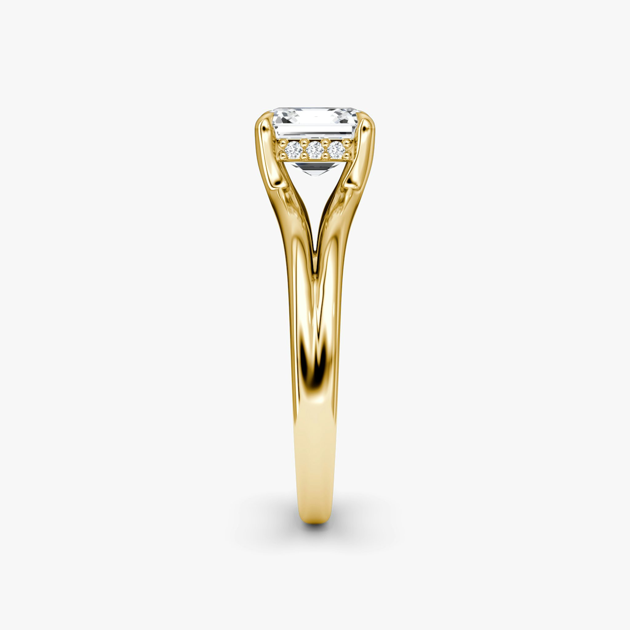 The Floating Split Band | Asscher | 18k | Yellow Gold | bandAccent: Plain | diamondOrientation: vertical | caratWeight: other