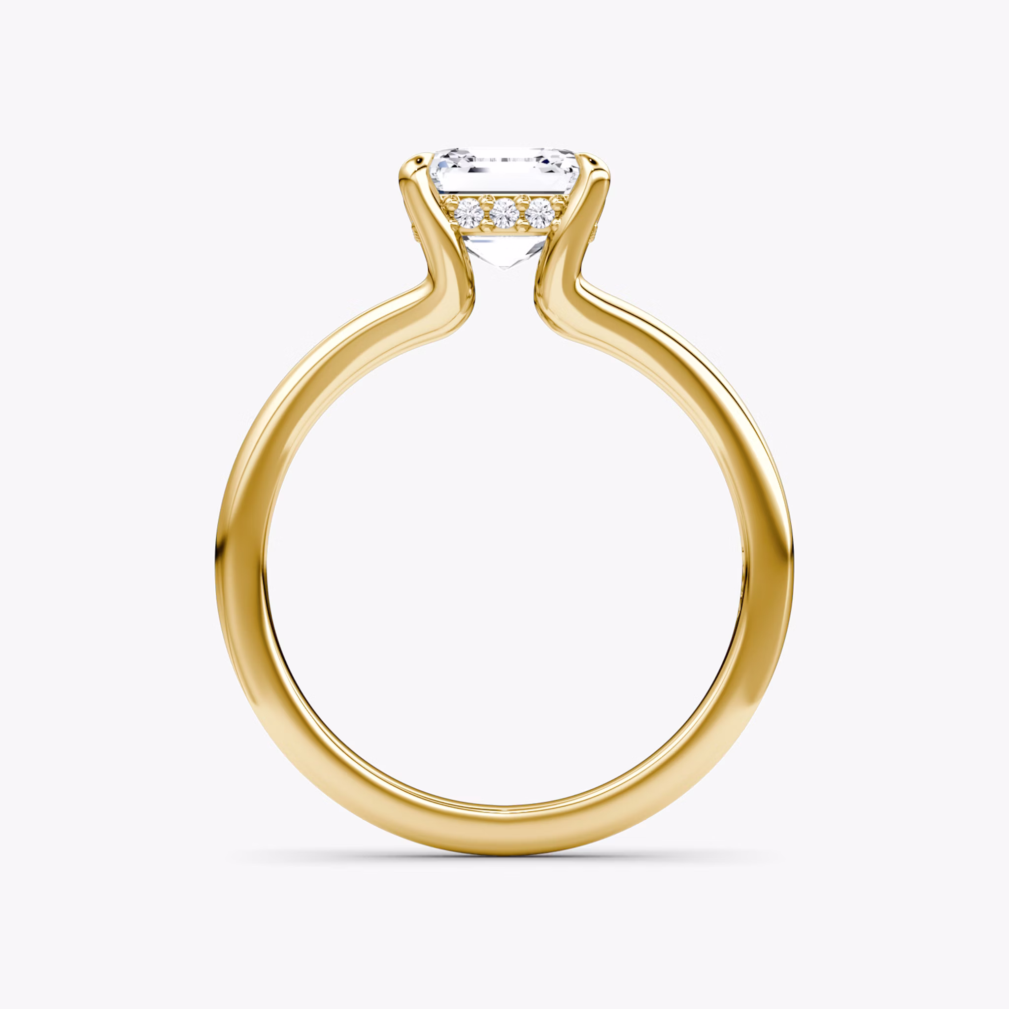 The Floating Split Band | Asscher | 18k | Yellow Gold | bandAccent: Plain | diamondOrientation: vertical | caratWeight: other