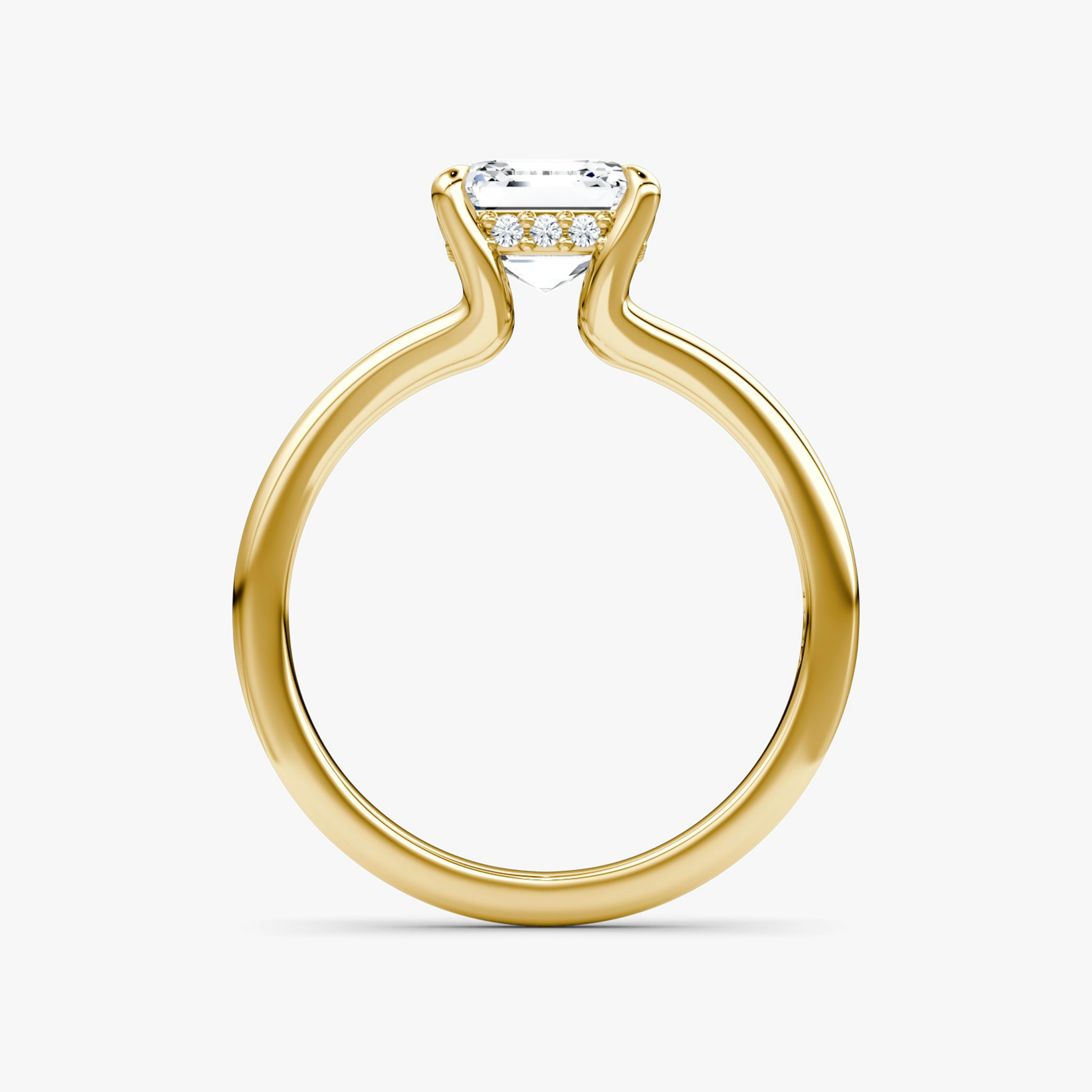 The Floating Split Band | Asscher | 18k | Yellow Gold | bandAccent: Plain | diamondOrientation: vertical | caratWeight: other