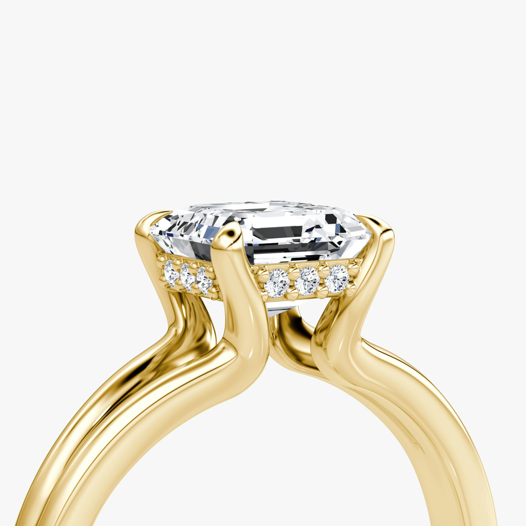 The Floating Split Band | Asscher | 18k | Yellow Gold | bandAccent: Plain | diamondOrientation: vertical | caratWeight: other