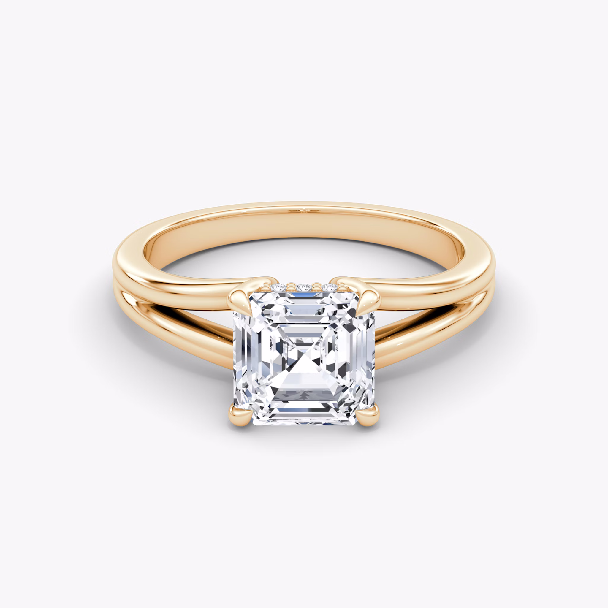 The Floating Split Band | Asscher | 14k | Rose Gold | bandAccent: Plain | diamondOrientation: vertical | caratWeight: other