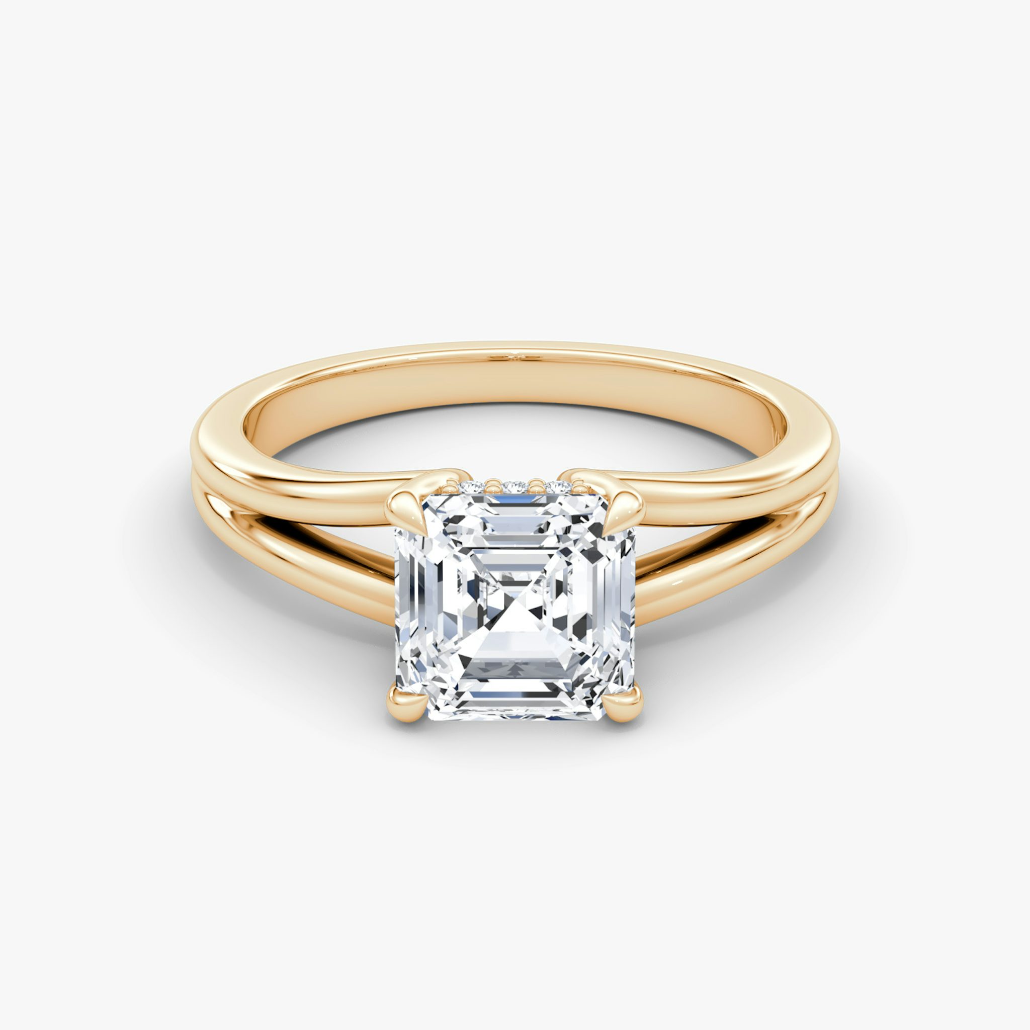 The Floating Split Band | Asscher | 14k | Rose Gold | bandAccent: Plain | diamondOrientation: vertical | caratWeight: other