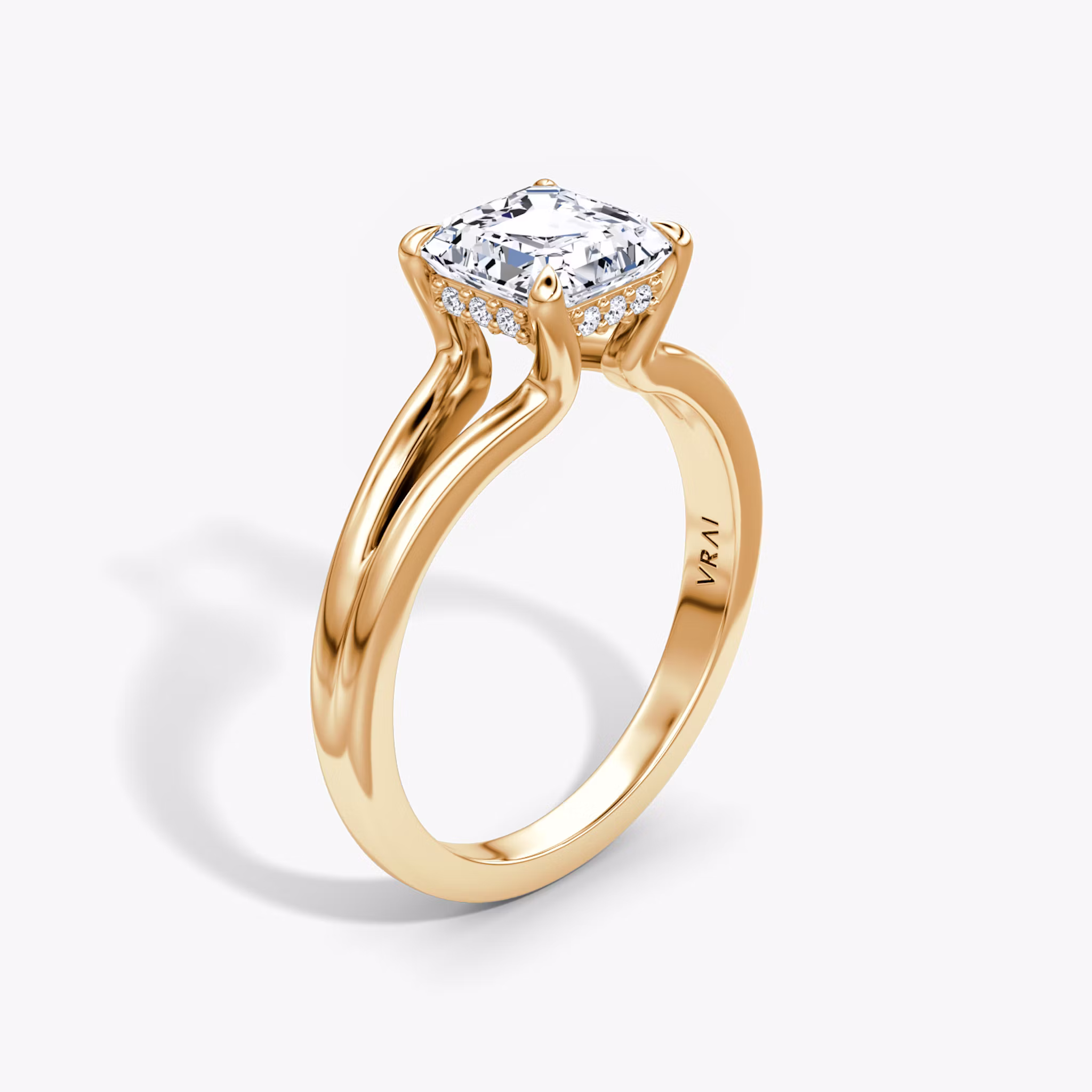 The Floating Split Band Asscher | Rose Gold