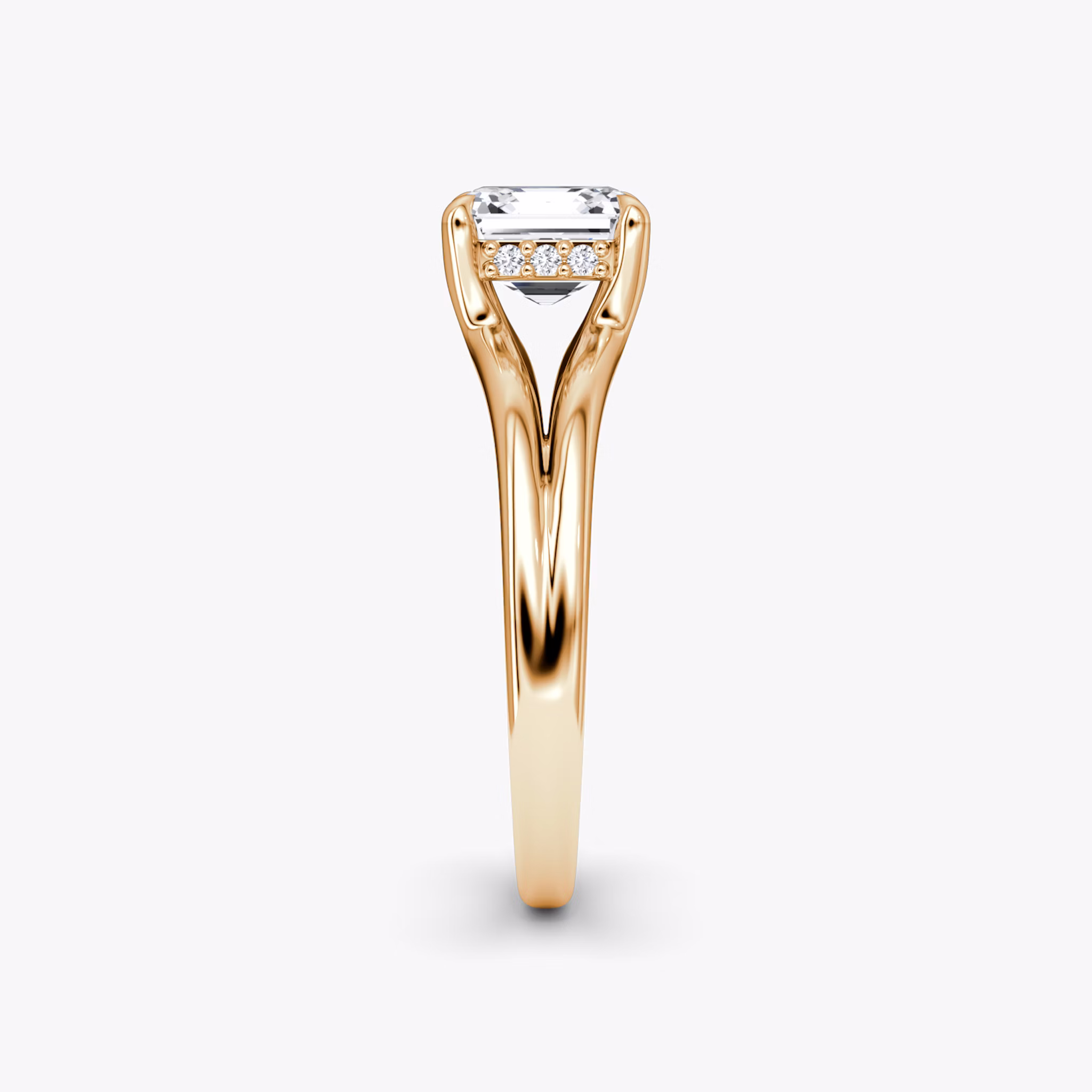 The Floating Split Band | Asscher | 14k | Rose Gold | bandAccent: Plain | diamondOrientation: vertical | caratWeight: other