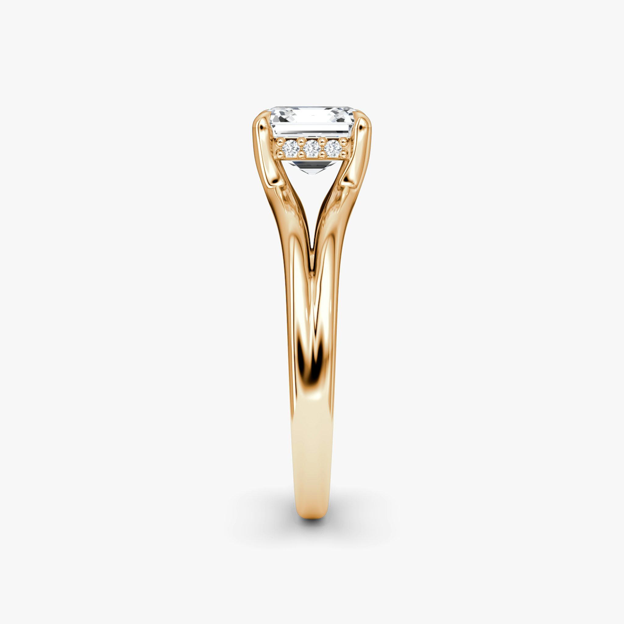 The Floating Split Band | Asscher | 14k | Rose Gold | bandAccent: Plain | diamondOrientation: vertical | caratWeight: other