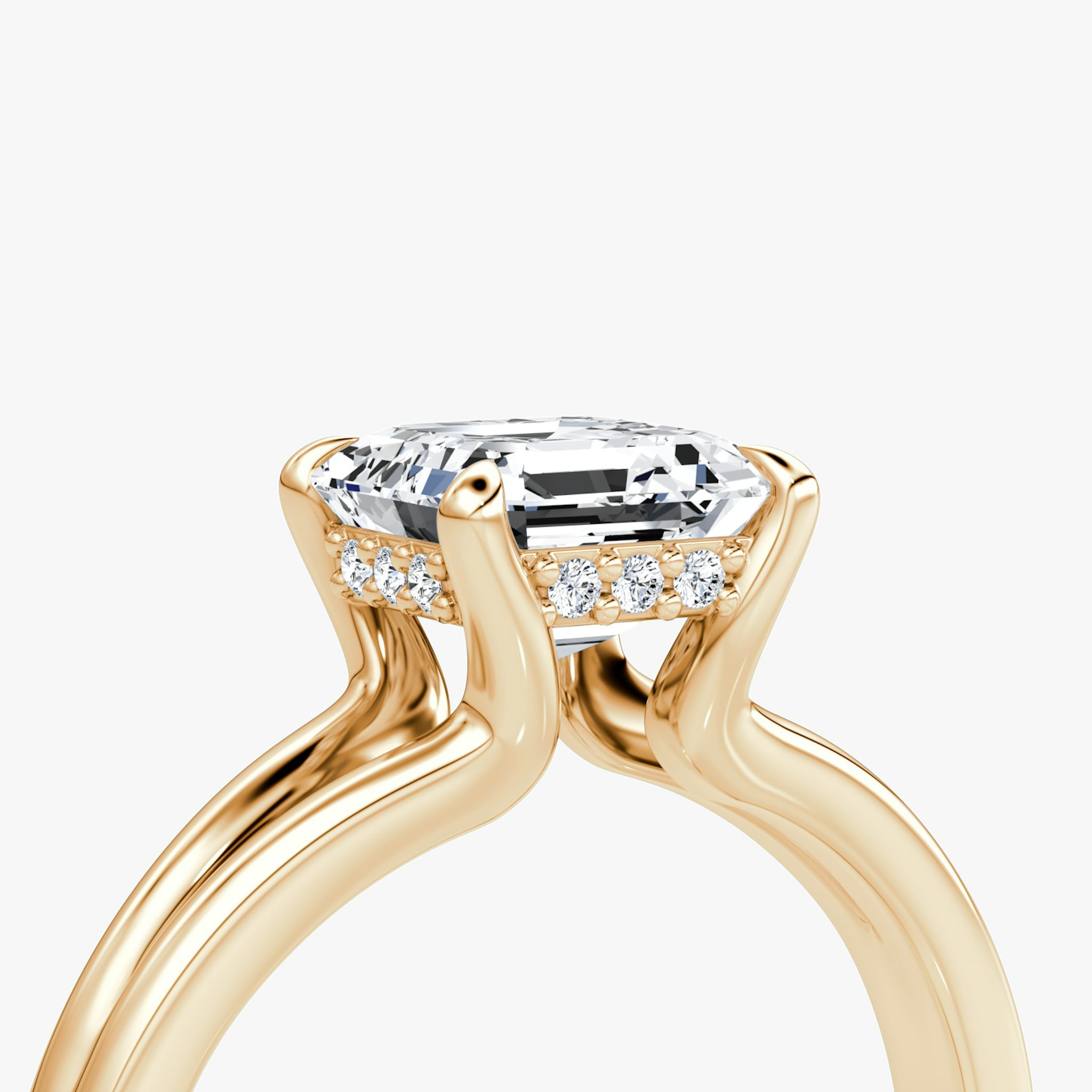 The Floating Split Band | Asscher | 14k | Rose Gold | bandAccent: Plain | diamondOrientation: vertical | caratWeight: other