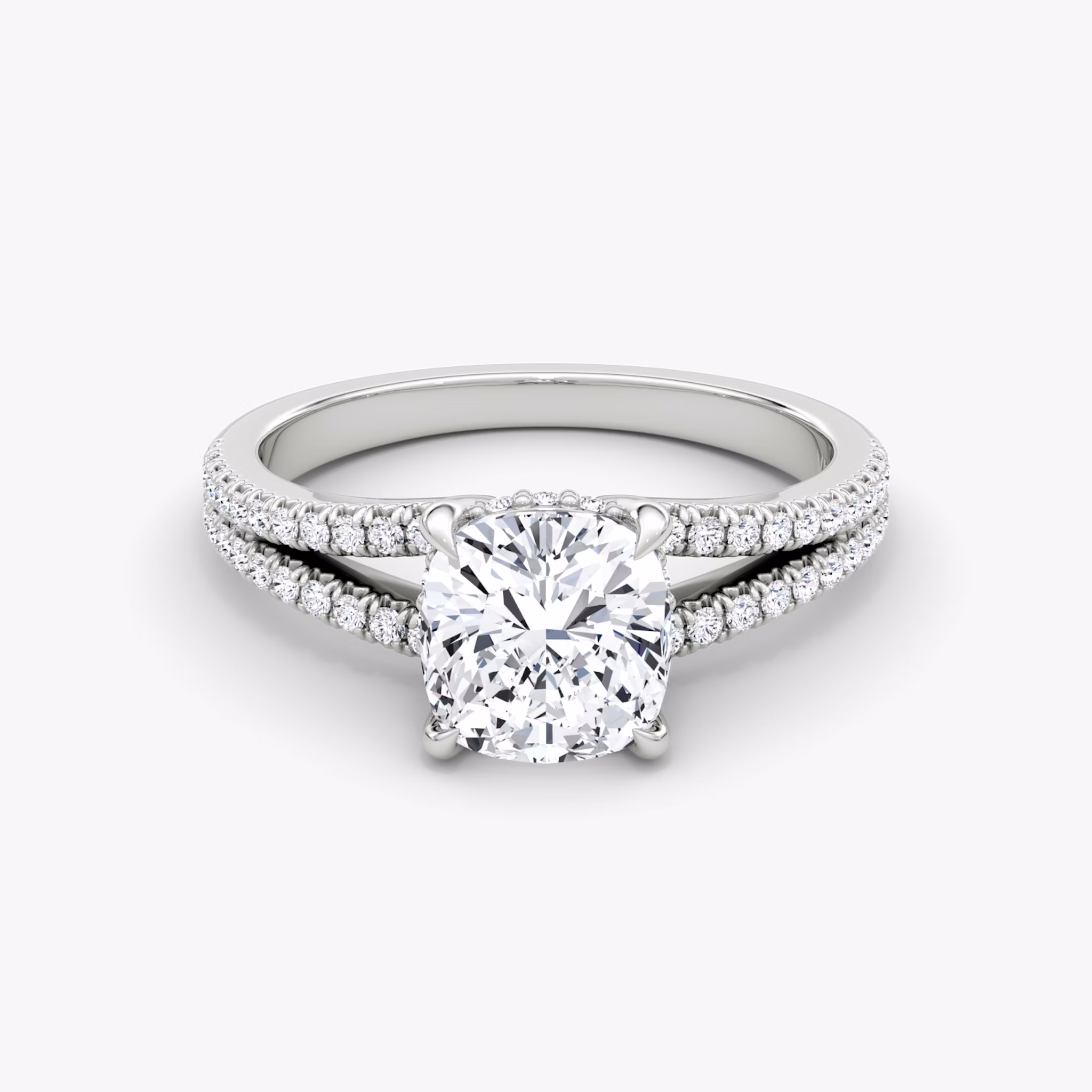 The Floating Split Band | Cushion | Platinum | bandAccent: Pavé | diamondOrientation: vertical | caratWeight: other