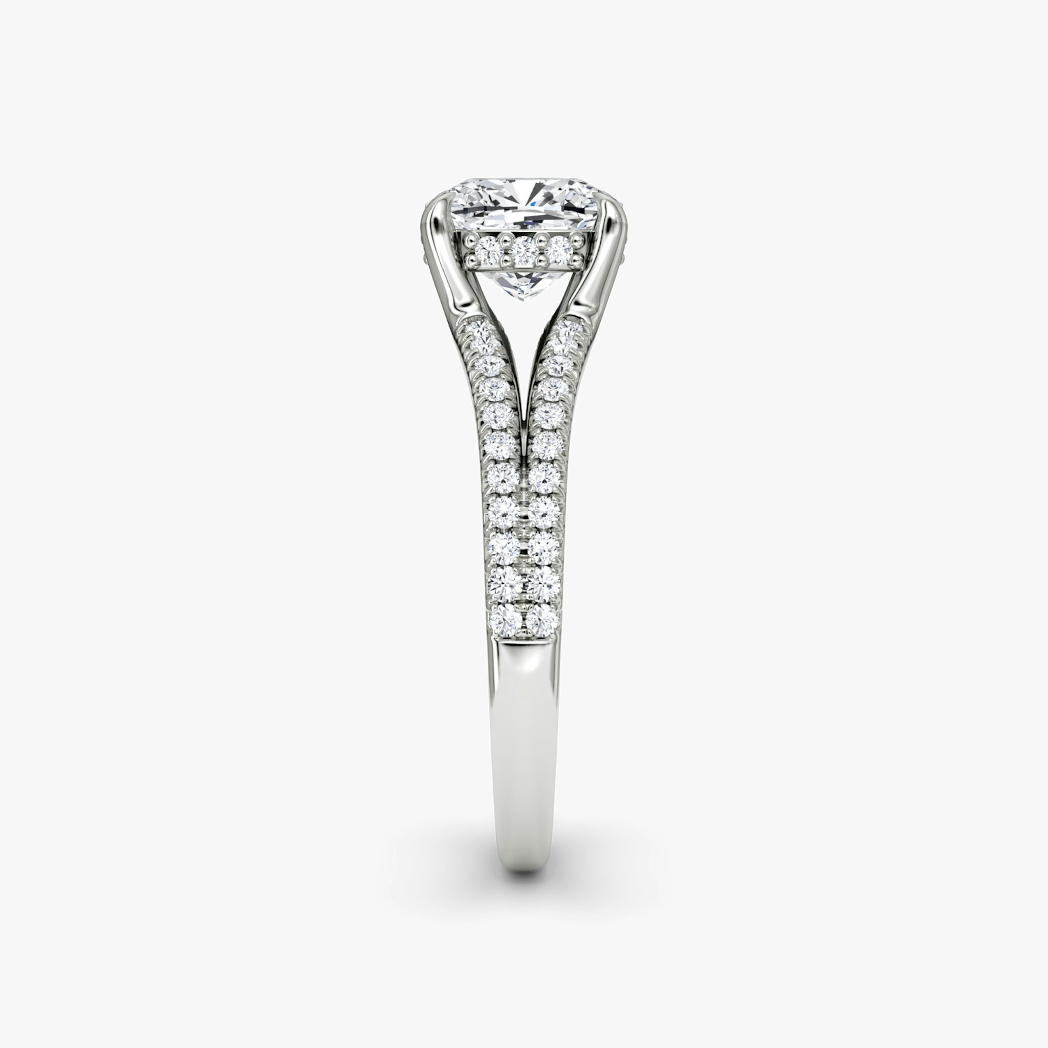 The Floating Split Band | Cushion | Platinum | bandAccent: Pavé | diamondOrientation: vertical | caratWeight: other