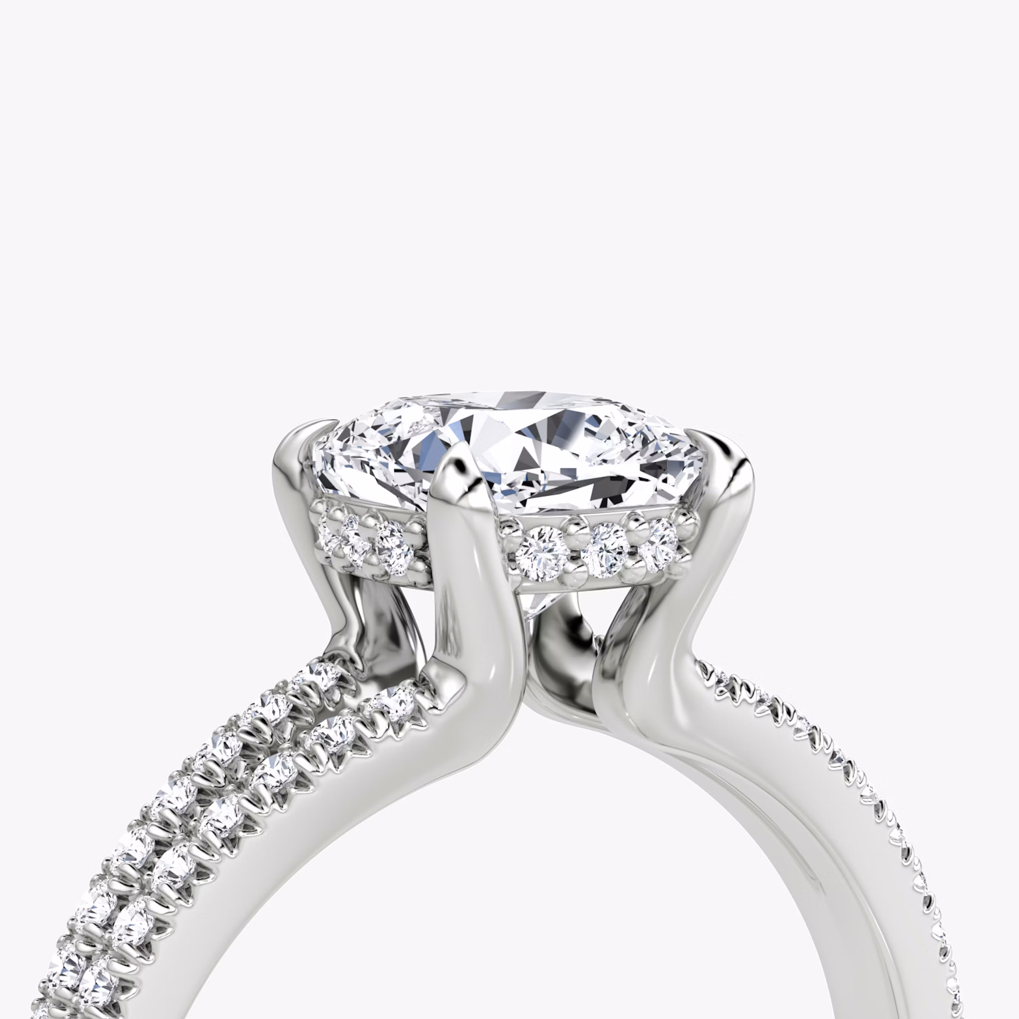 The Floating Split Band | Cushion | Platinum | bandAccent: Pavé | diamondOrientation: vertical | caratWeight: other