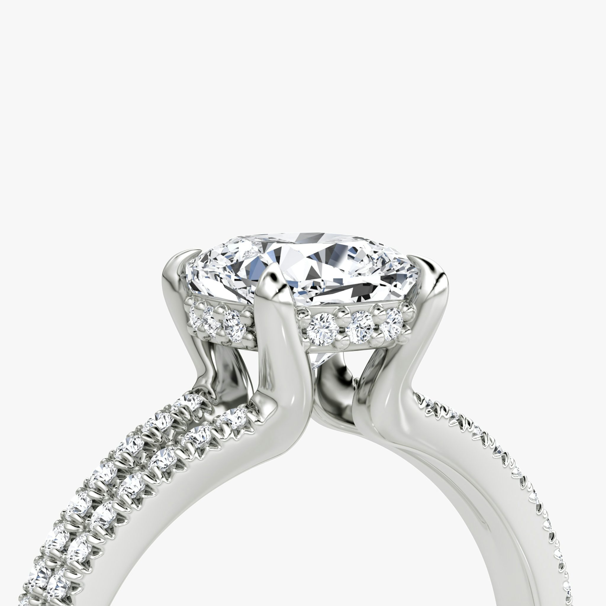The Floating Split Band | Cushion | Platinum | bandAccent: Pavé | diamondOrientation: vertical | caratWeight: other