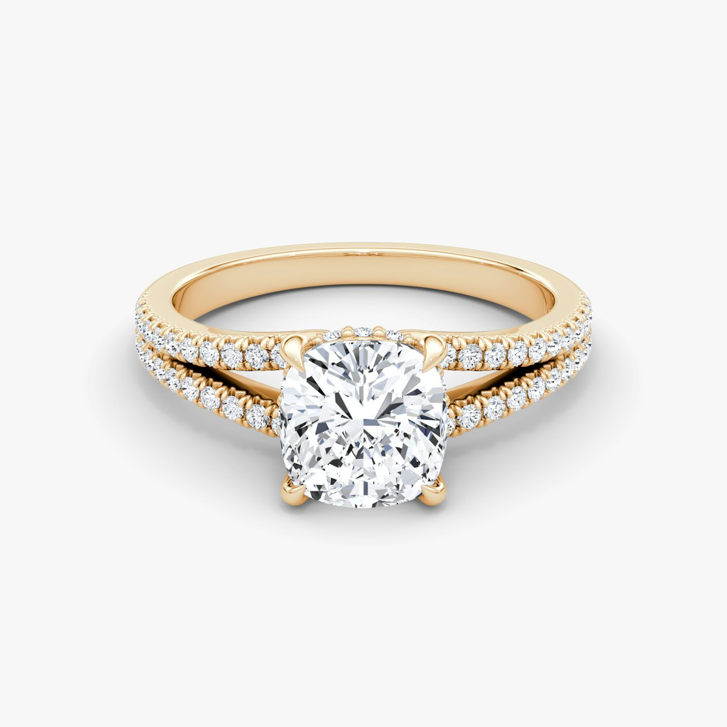 The Floating Split Band | Cushion | 14k | Rose Gold | bandAccent: Pavé | diamondOrientation: vertical | caratWeight: other