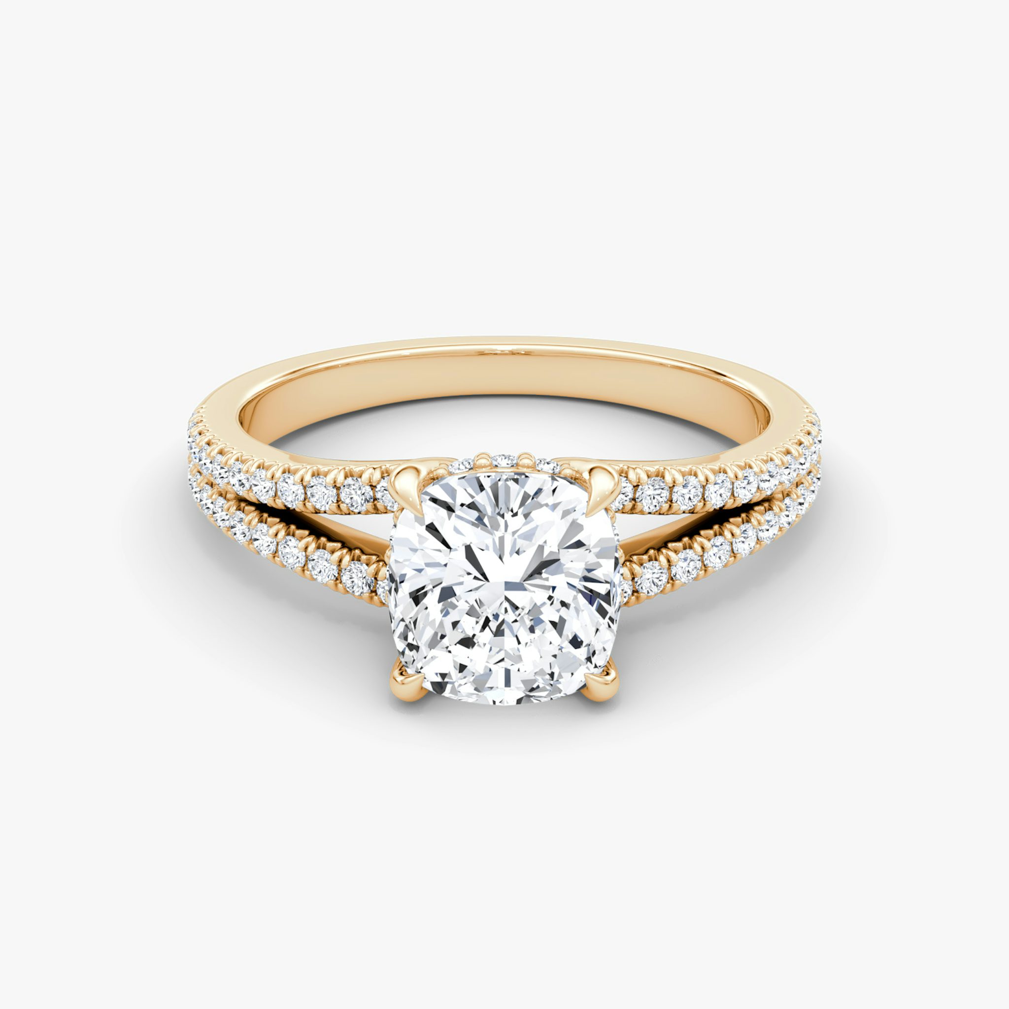 The Floating Split Band | Cushion | 14k | Rose Gold | bandAccent: Pavé | diamondOrientation: vertical | caratWeight: other