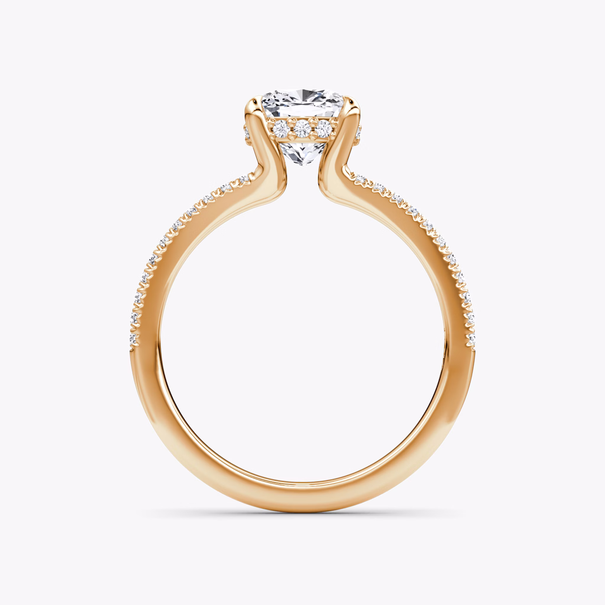 The Floating Split Band | Cushion | 14k | Rose Gold | bandAccent: Pavé | diamondOrientation: vertical | caratWeight: other