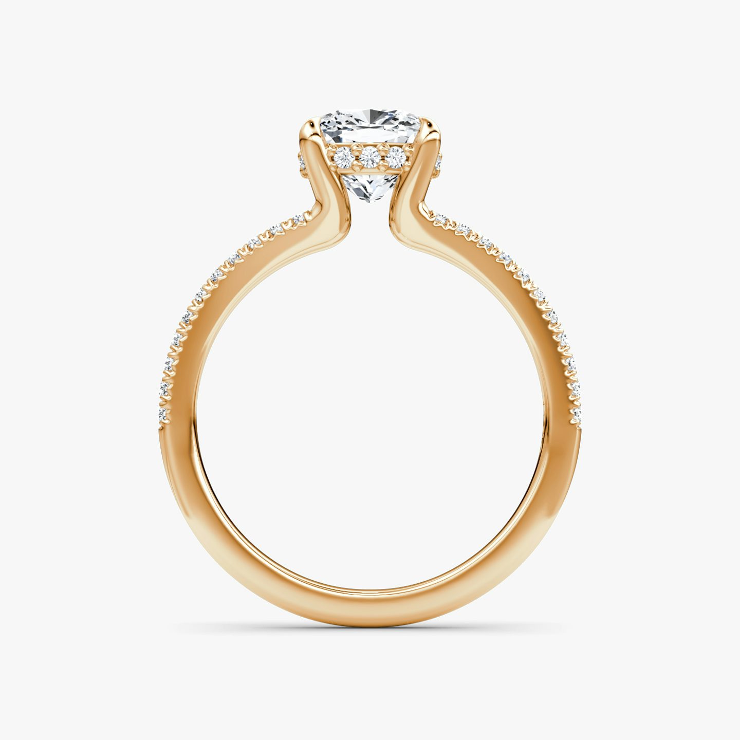 The Floating Split Band | Cushion | 14k | Rose Gold | bandAccent: Pavé | diamondOrientation: vertical | caratWeight: other