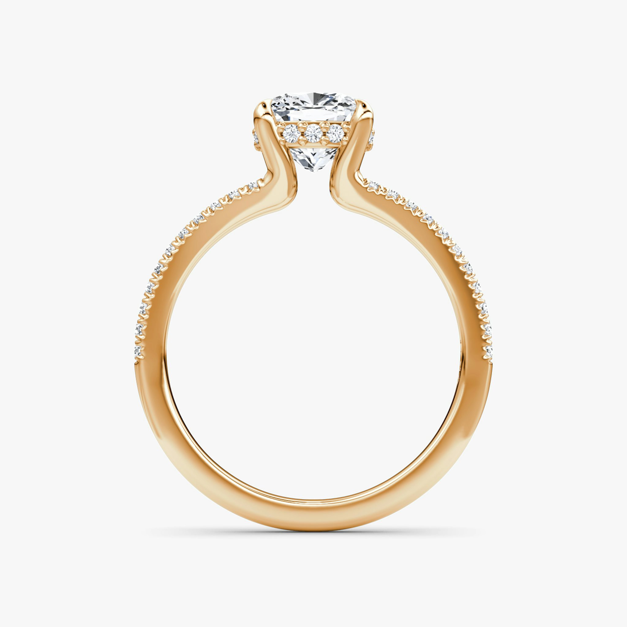 The Floating Split Band | Cushion | 14k | Rose Gold | bandAccent: Pavé | diamondOrientation: vertical | caratWeight: other