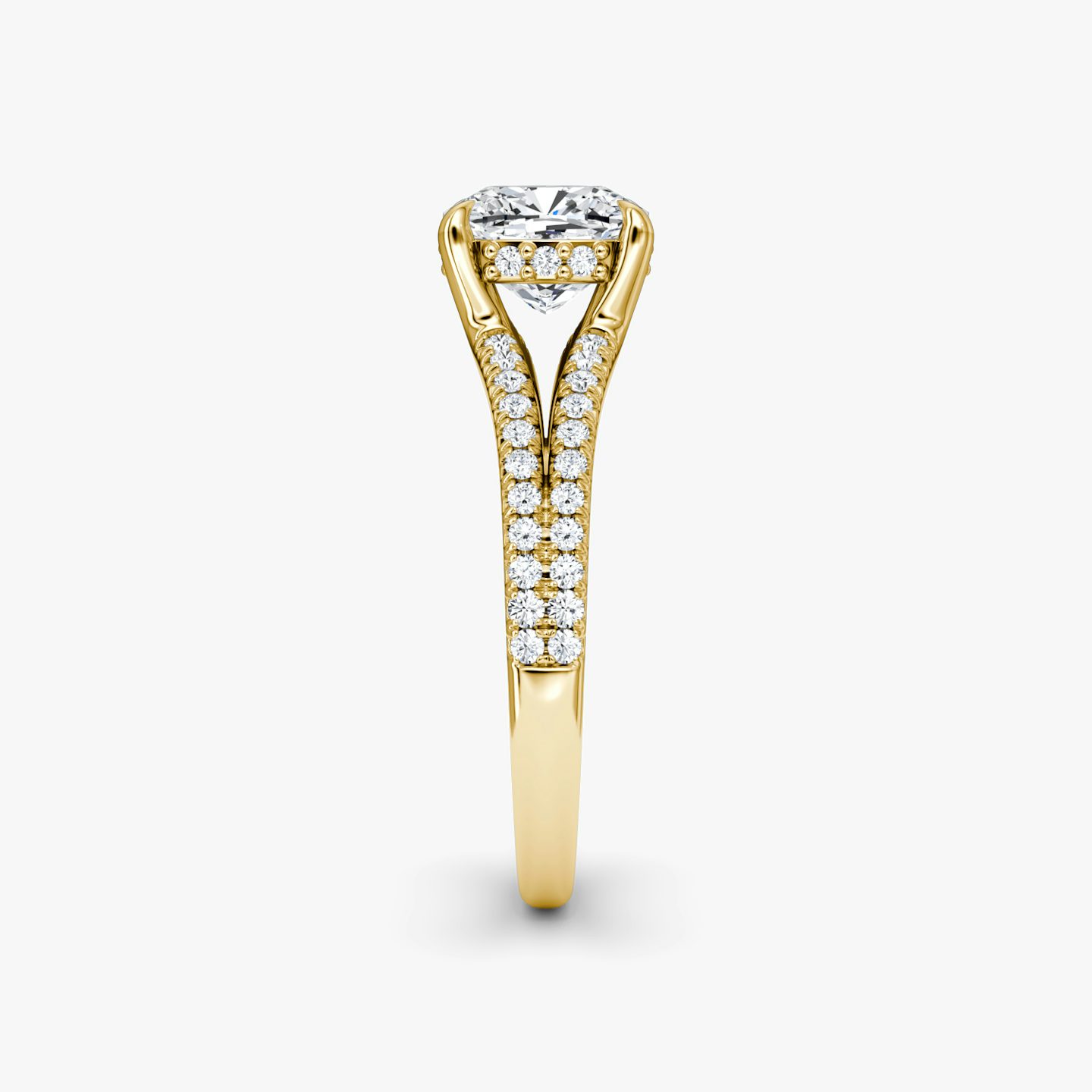 Floating Split Band | Cushion | 18k | Gelbgold | bandAccent: Mit Pavé-Besatz | diamondOrientation: vertical | caratWeight: other