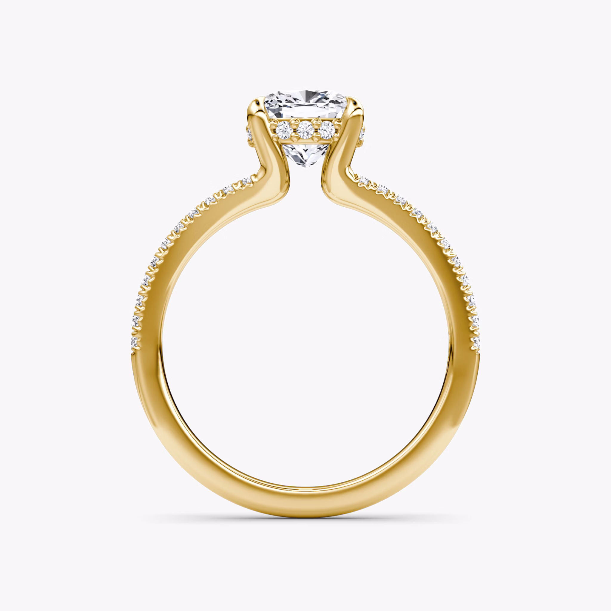 The Floating Split Band | Cushion | 18k | Yellow Gold | bandAccent: Pavé | diamondOrientation: vertical | caratWeight: other