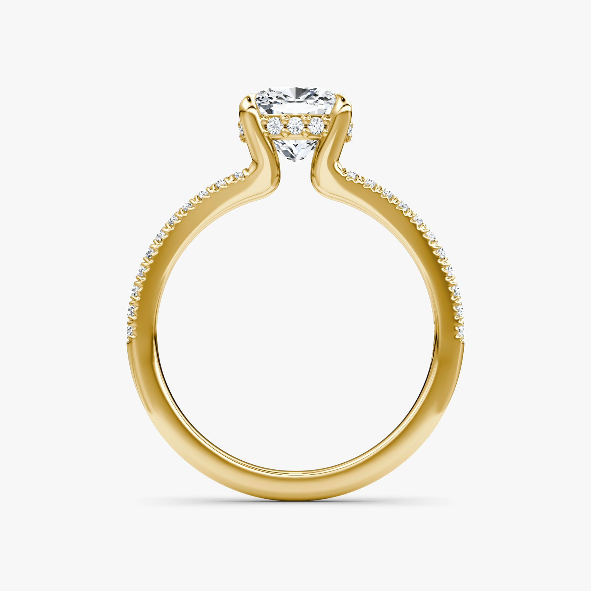 The Floating Split Band | Cushion | 18k | Yellow Gold | bandAccent: Pavé | diamondOrientation: vertical | caratWeight: other
