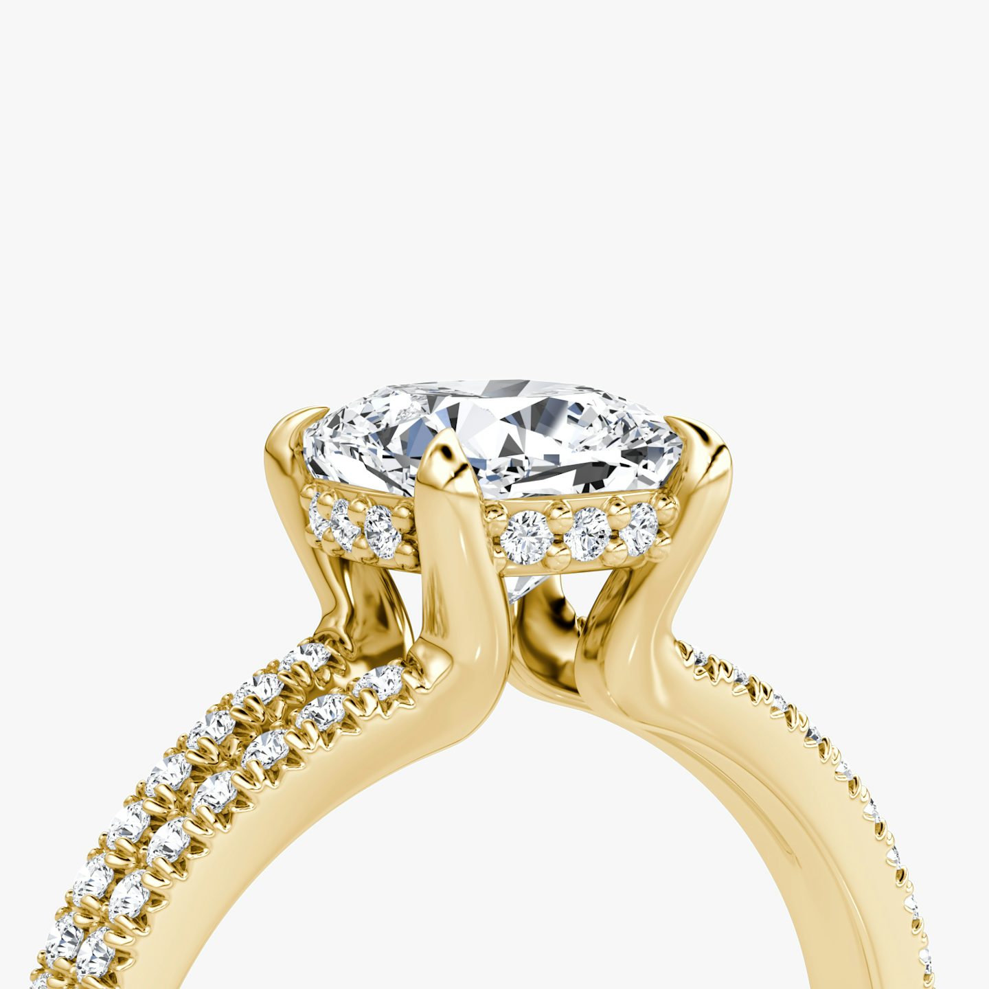 Floating Split Band | Cushion | 18k | Gelbgold | bandAccent: Mit Pavé-Besatz | diamondOrientation: vertical | caratWeight: other
