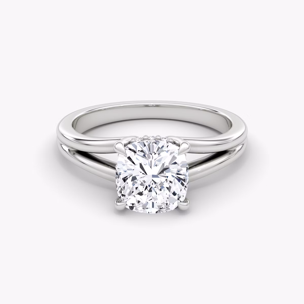 The Floating Split Band | Cushion | 18k | White Gold | bandAccent: Plain | diamondOrientation: vertical | caratWeight: other